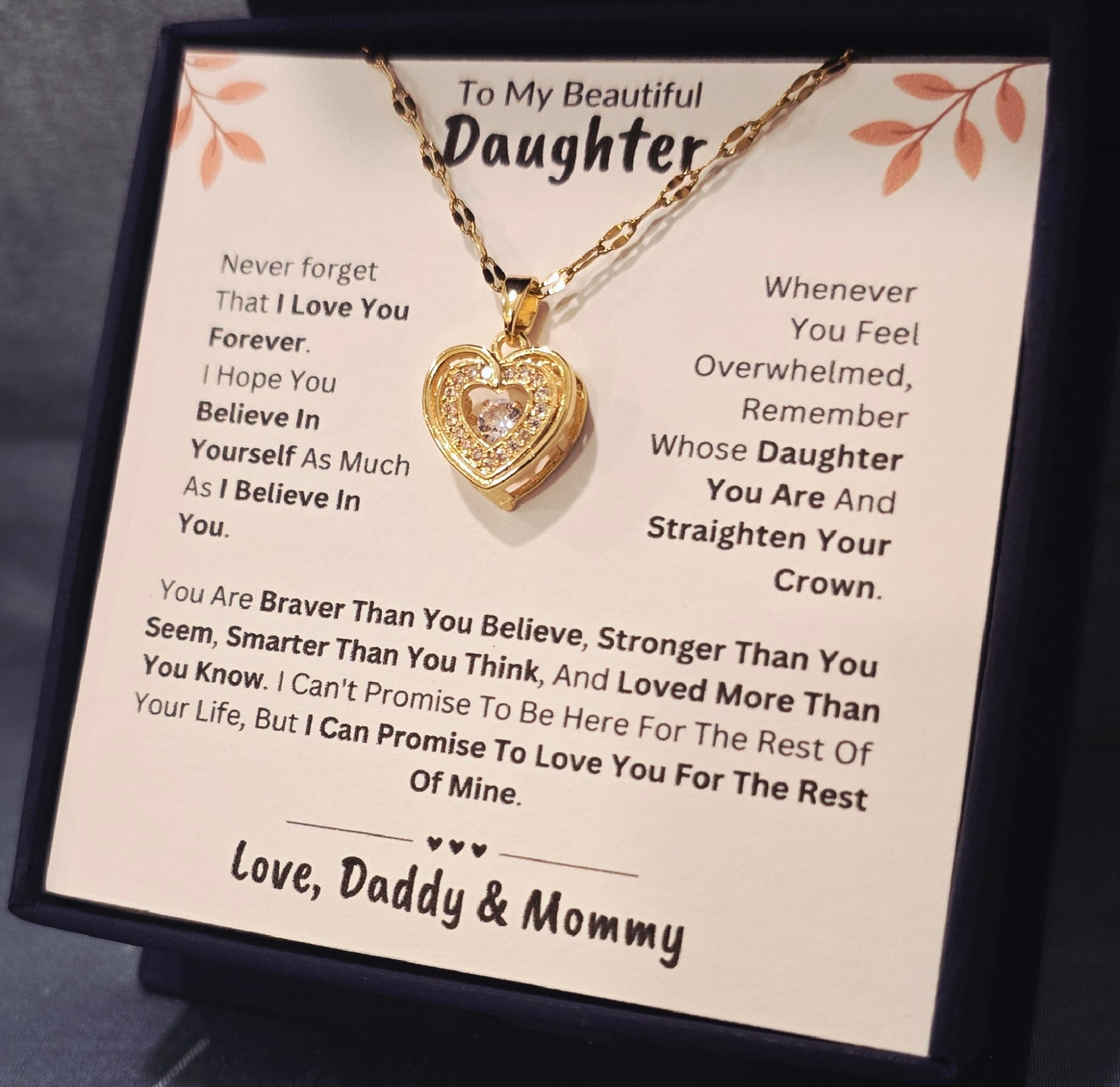 Best Gift To My Daughter I Love You Forever I From DaddyMommy I Gold Heart Necklace