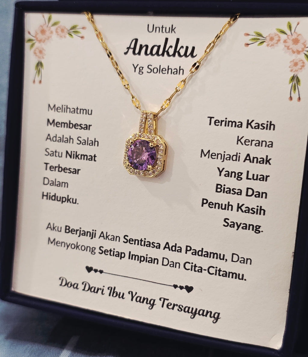 Hadiah Terbaik Untuk Anakku I Sentiasa Ada Padamu I Dari Ibu I Sweet Purple Necklace