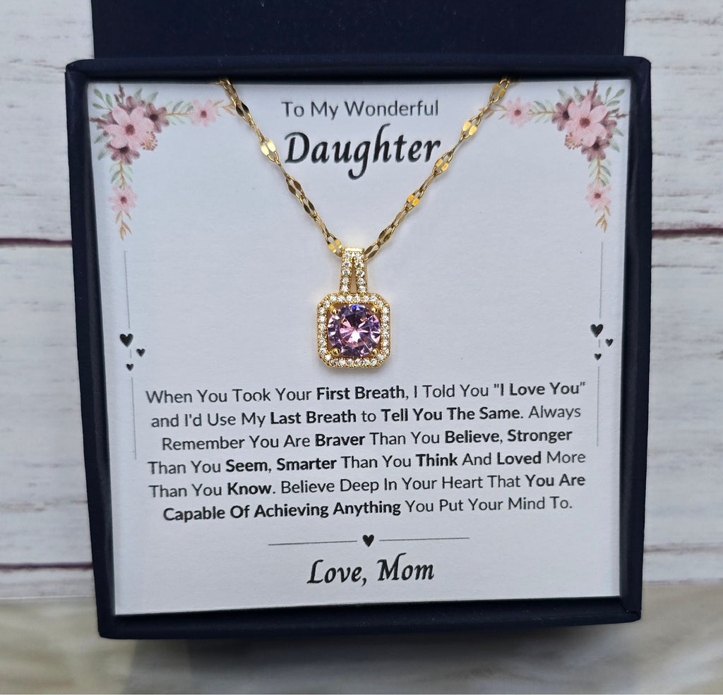 Best Gift To My Daughter I Always Love You I From Mom I Sweet Pink Necklace