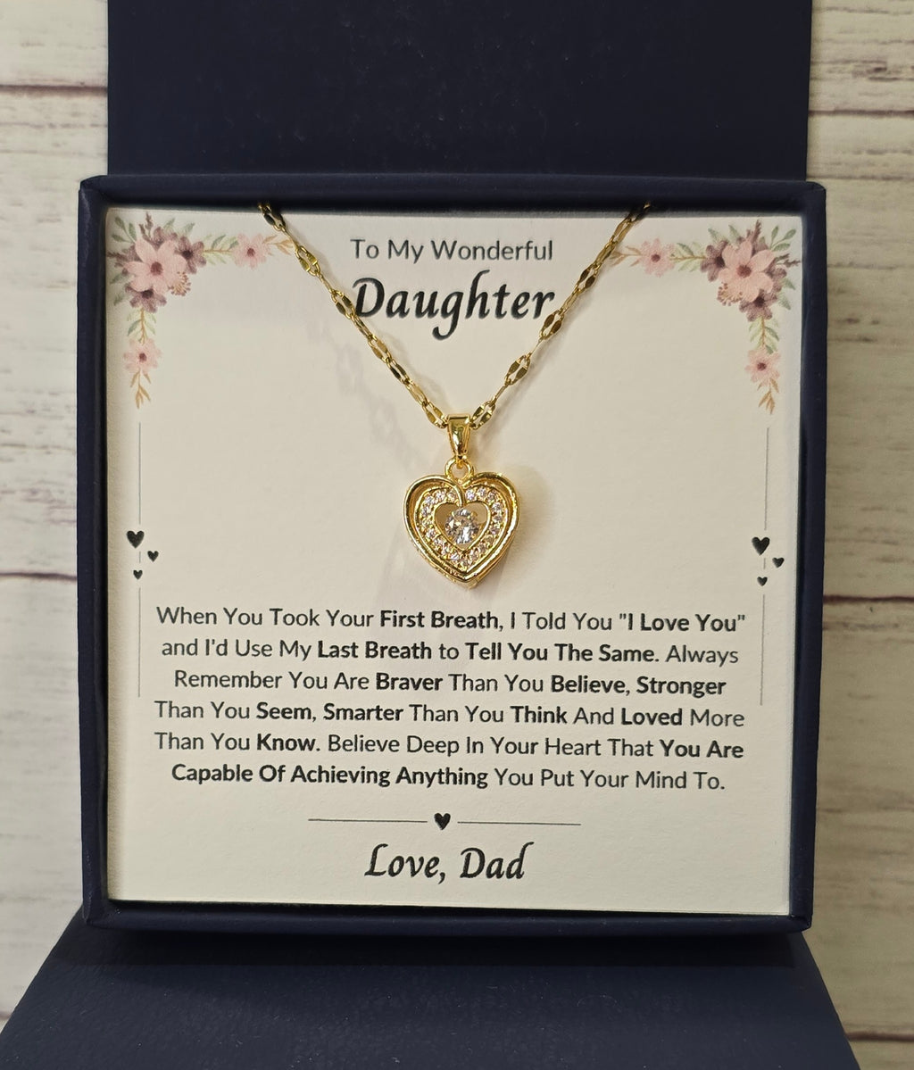 Best Gift To My Daughter I Always Love You I From Dad I Gold Heart Necklace