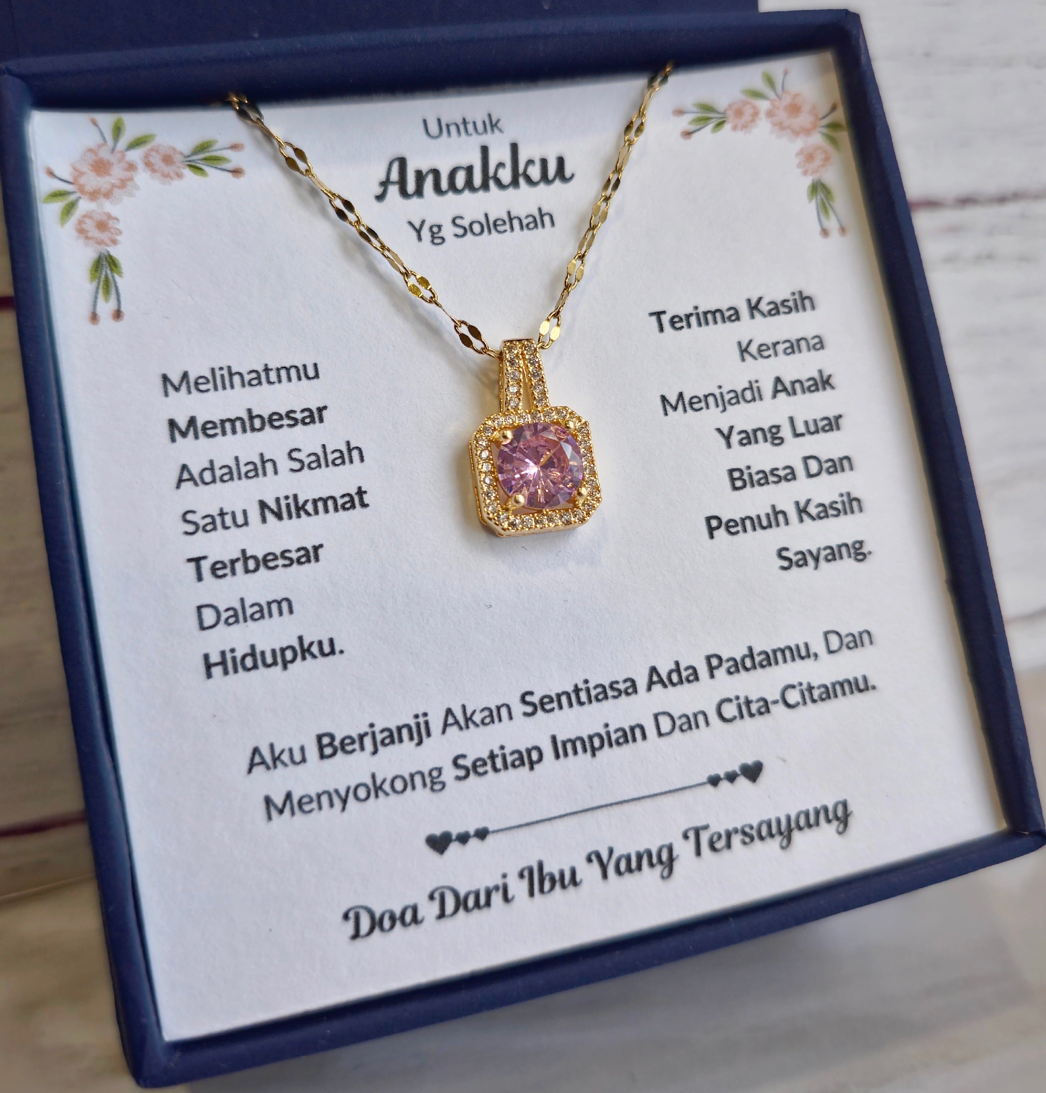 Hadiah Terbaik Untuk Anakku I Sentiasa Ada Padamu I Dari Ibu I Sweet Pink Necklace
