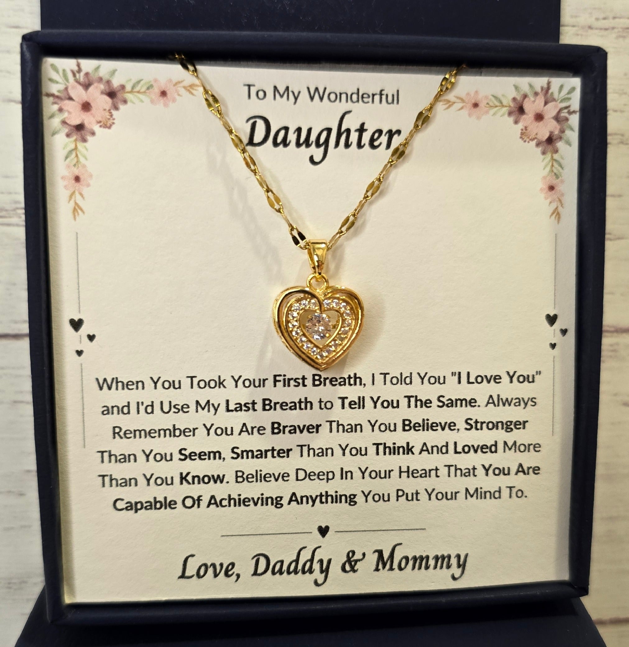 Best Gift To My Daughter I Always Love You I From DaddyMommy I Gold Heart Necklace