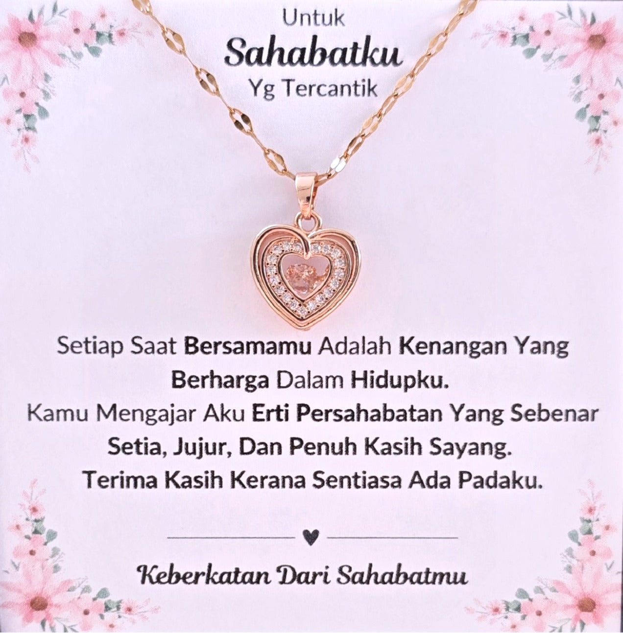 Hadiah Terbaik Untuk Sahabatku I Kenangan Yang Berharga I Rose Heart Necklace