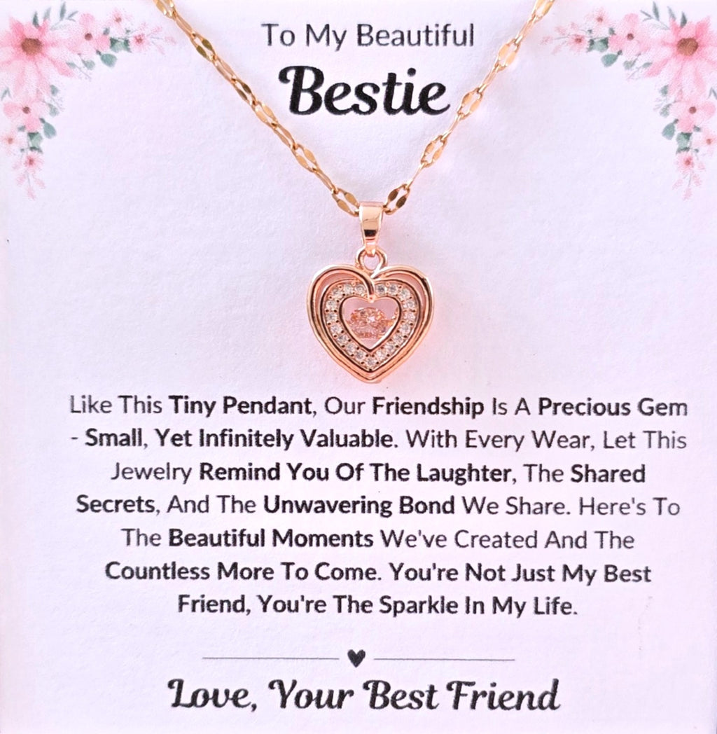 Best Gift To My Bestie I Not Just Best Friend I Rose Heart Necklace