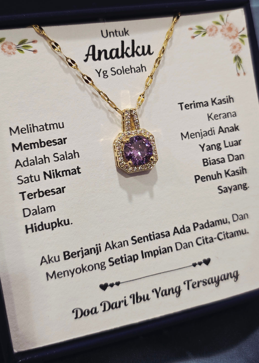 Hadiah Terbaik Untuk Anakku I Sentiasa Ada Padamu I Dari Ibu I Sweet Purple Necklace
