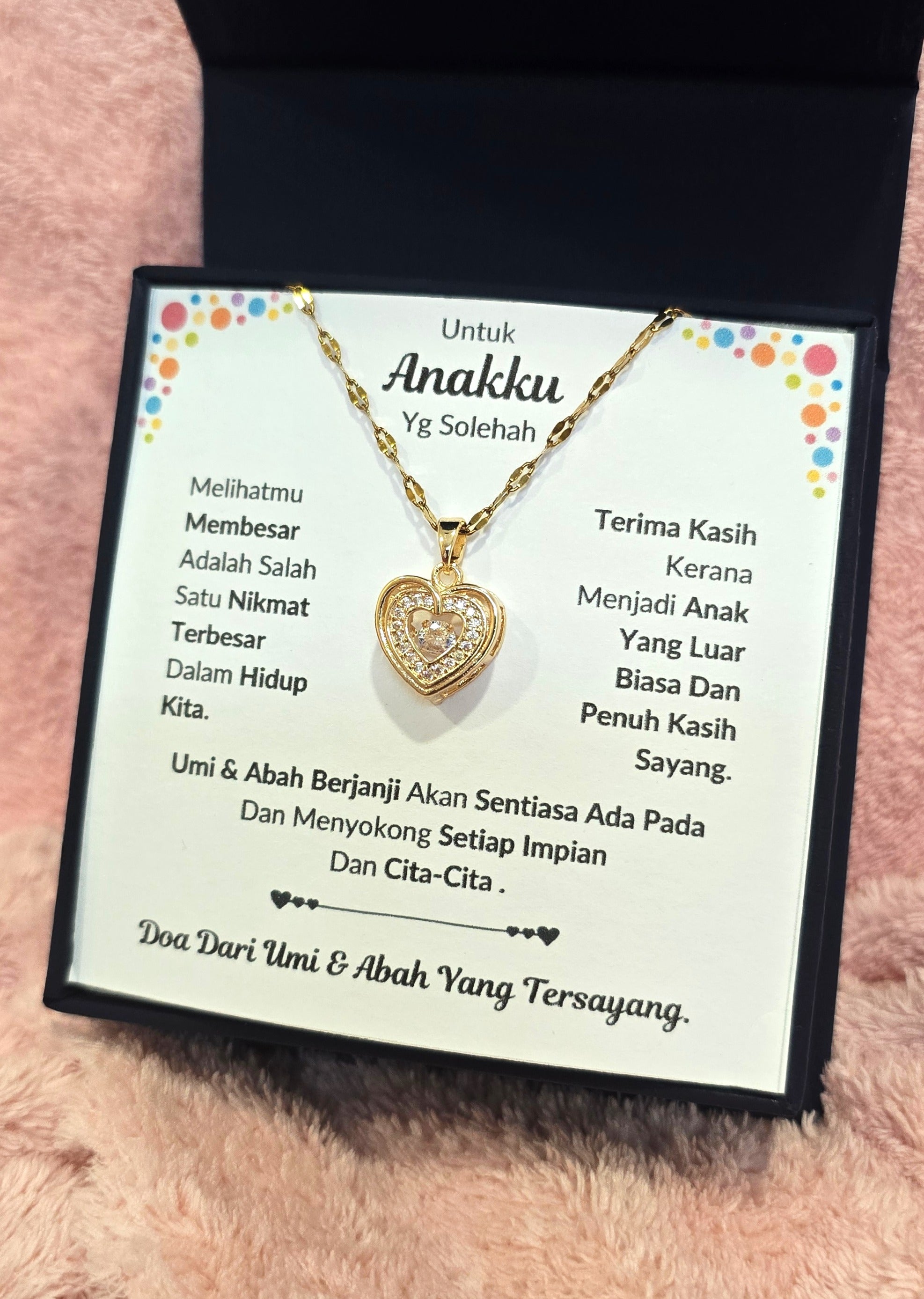 Hadiah Terbaik Untuk Anakku I Sentiasa Ada Padamu I Dari UmiAbah I Gold Heart Necklace