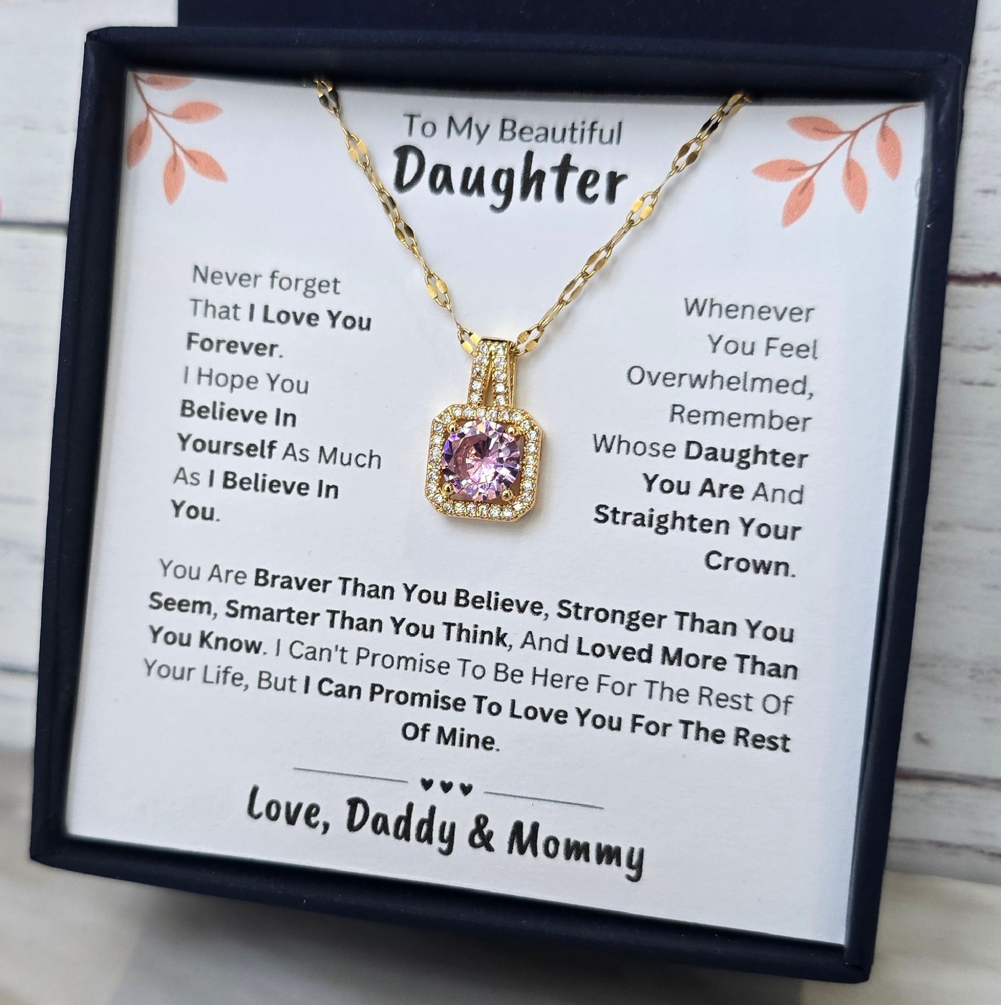 Best Gift To My Daughter I Love You Forever I From Daddy Mommy I Sweet Pink Necklace