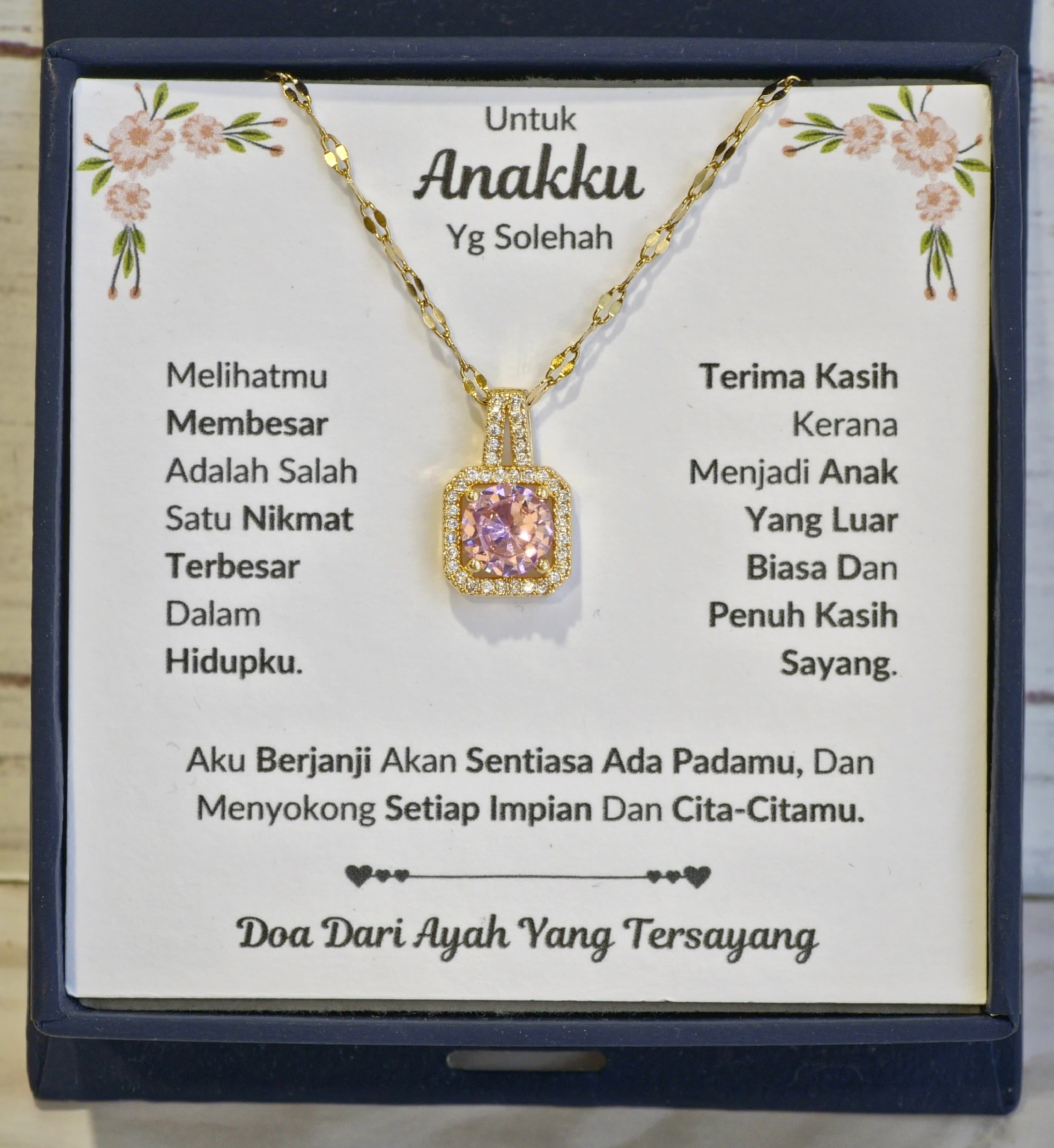 Hadiah Terbaik Untuk Anakku I Sentiasa Ada Padamu I Dari Ayah I Sweet Pink Necklace