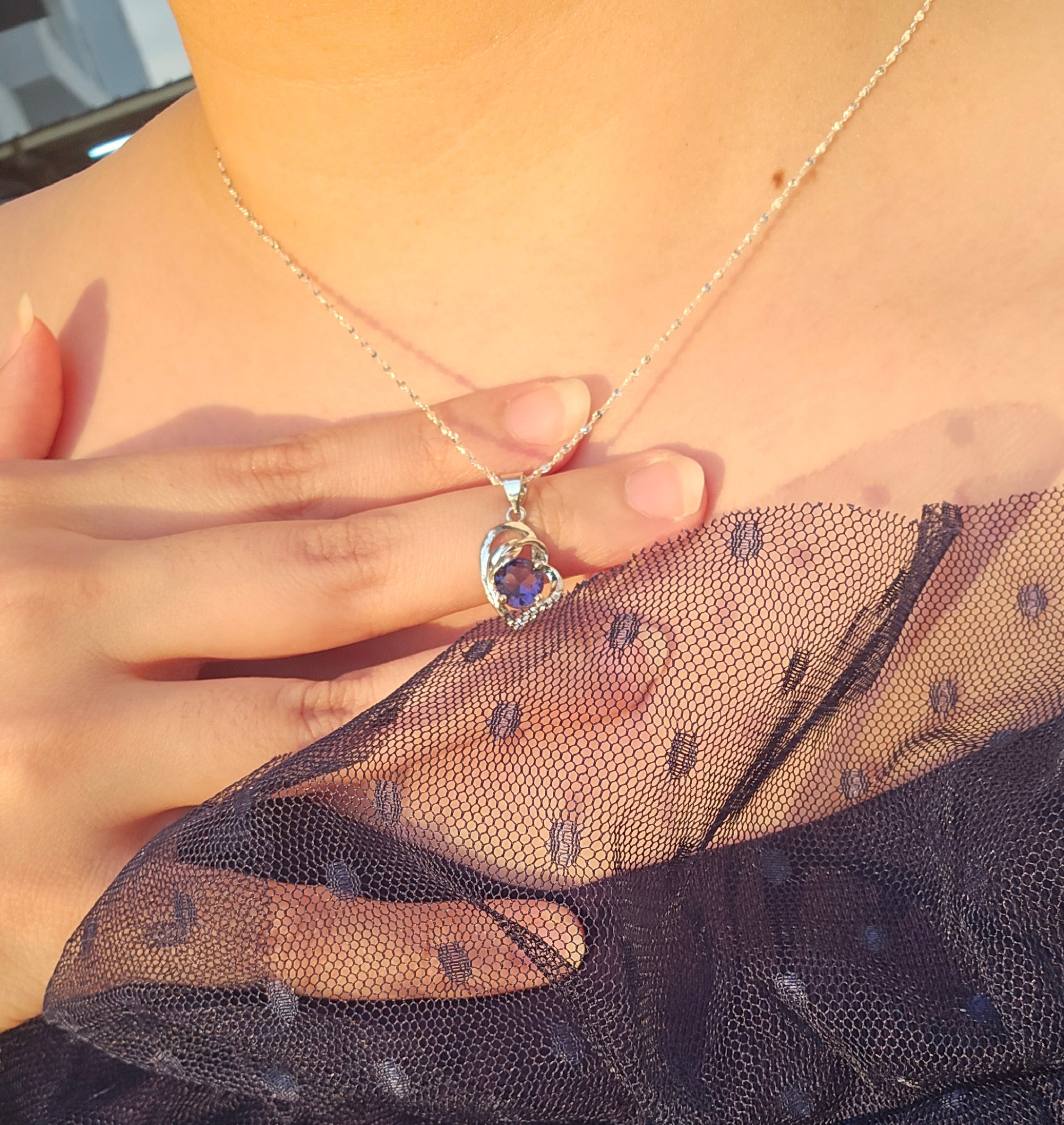 Best Gift To My Bestie I Connected By Heart I Purple Love Necklace