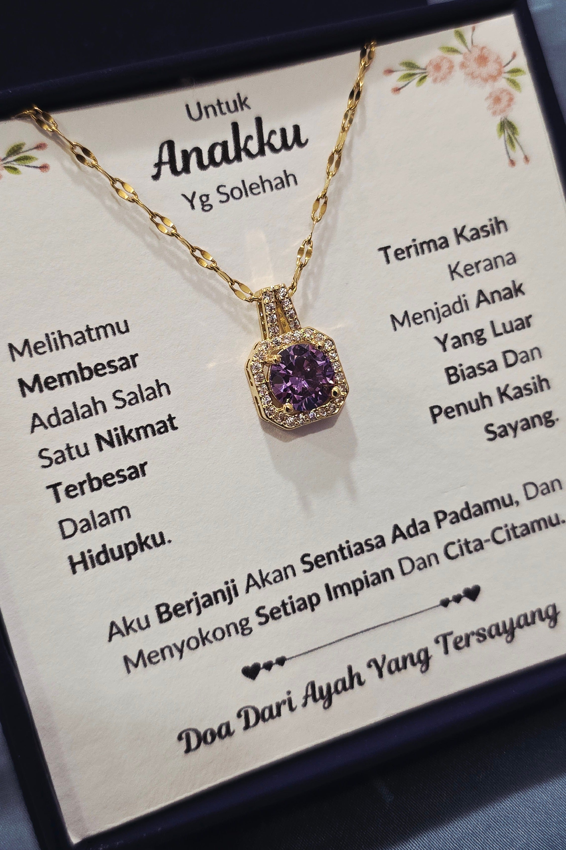 Hadiah Terbaik Untuk Anakku I Sentiasa Ada Padamu I Dari Ayah I Sweet Purple Necklace