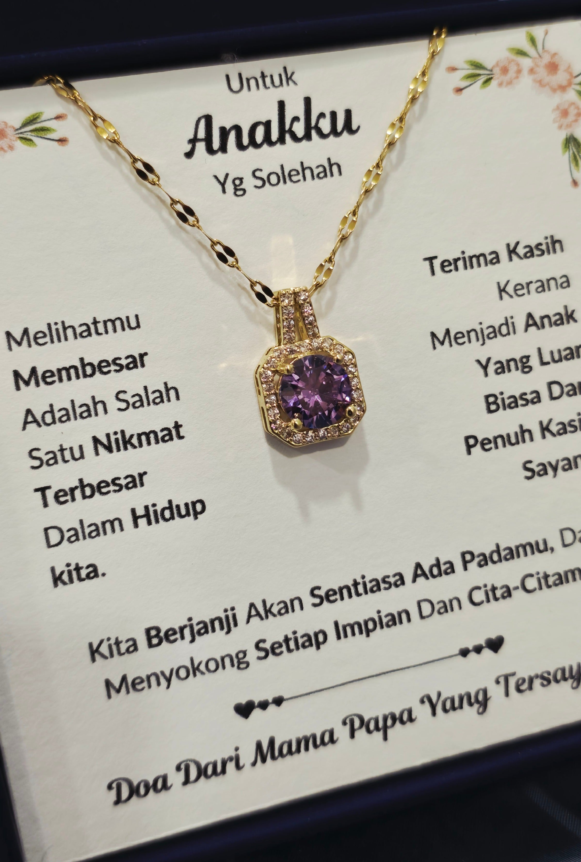 Hadiah Terbaik Untuk Anakku I Sentiasa Ada Padamu I Dari MamaPapa I Sweet Purple Necklace
