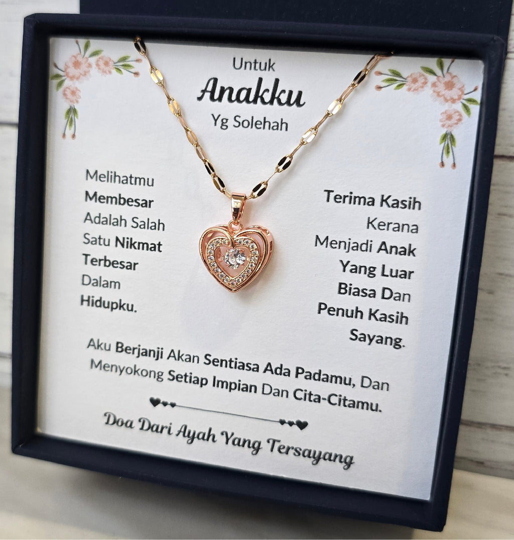 Hadiah Terbaik Untuk Anakku I Sentiasa Ada Padamu I Dari Ayah I Rose Heart Necklace