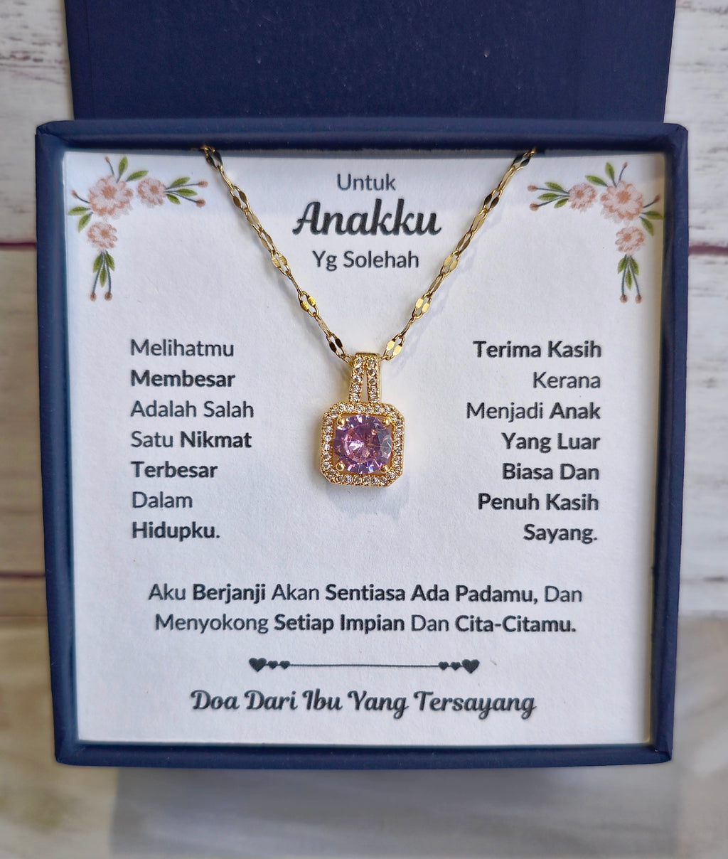 Hadiah Terbaik Untuk Anakku I Sentiasa Ada Padamu I Dari Ibu I Sweet Pink Necklace