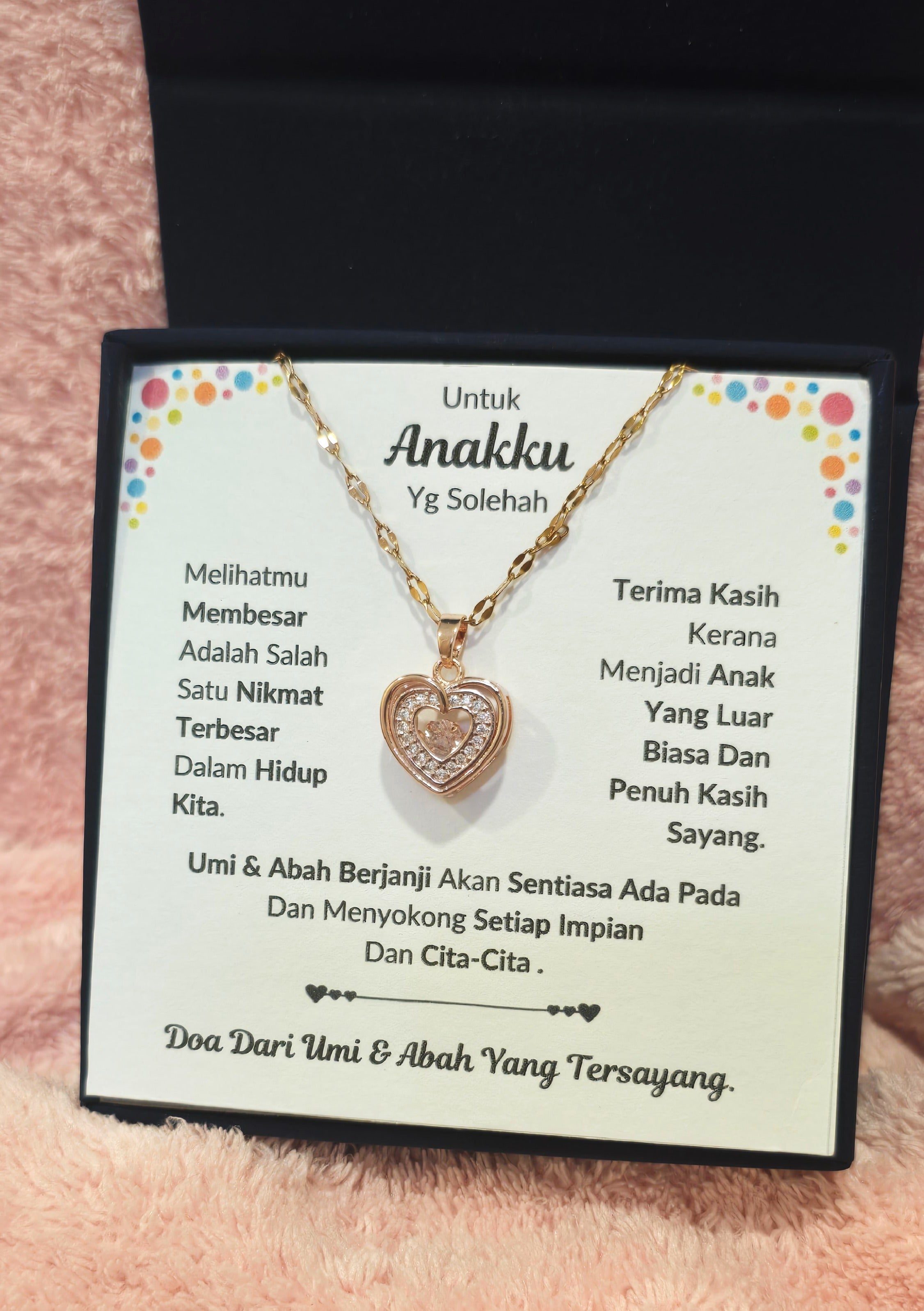 Hadiah Terbaik Untuk Anakku I Sentiasa Ada Padamu I Dari UmiAbah I Rose Heart Necklace