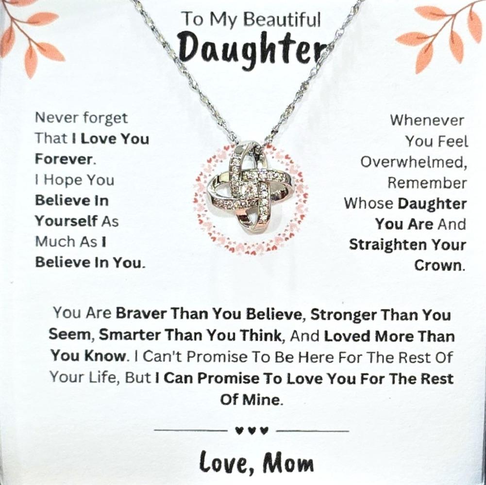 Best Gift To My Daughter I Love You Forever I From Mom I Love Knot Necklace
