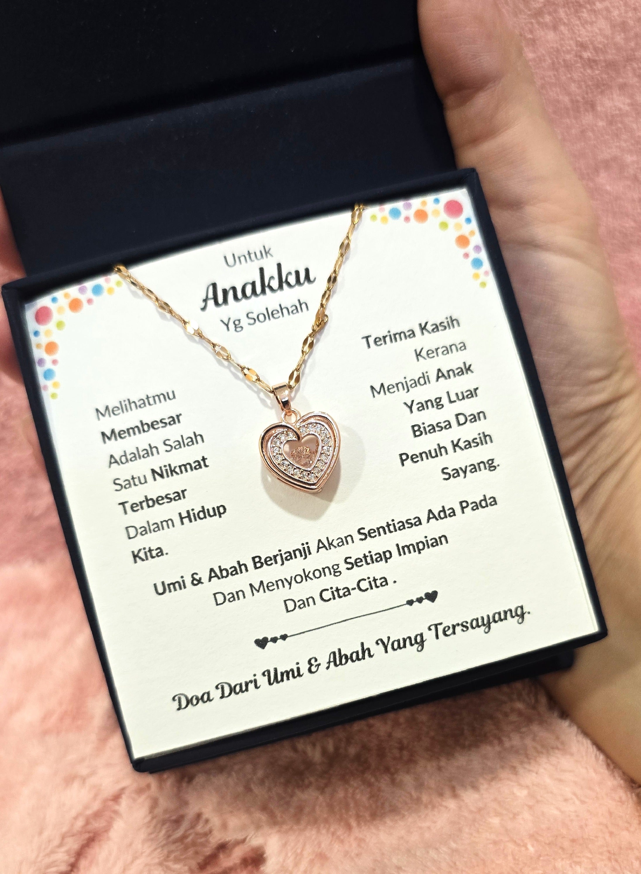 Hadiah Terbaik Untuk Anakku I Sentiasa Ada Padamu I Dari UmiAbah I Rose Heart Necklace