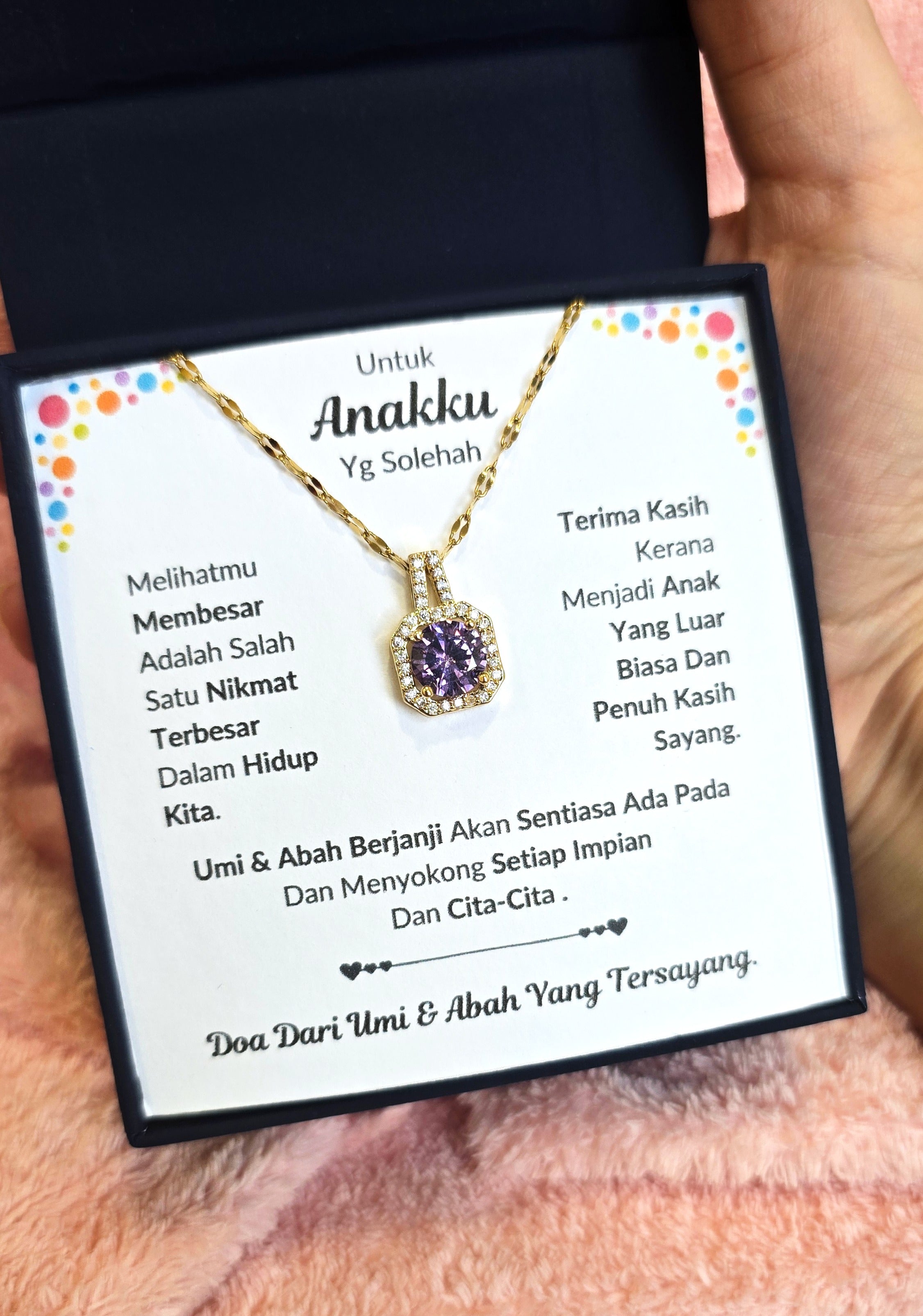 Hadiah Terbaik Untuk Anakku I Sentiasa Ada Padamu I Dari UmiAbah I Sweet Purple Necklace
