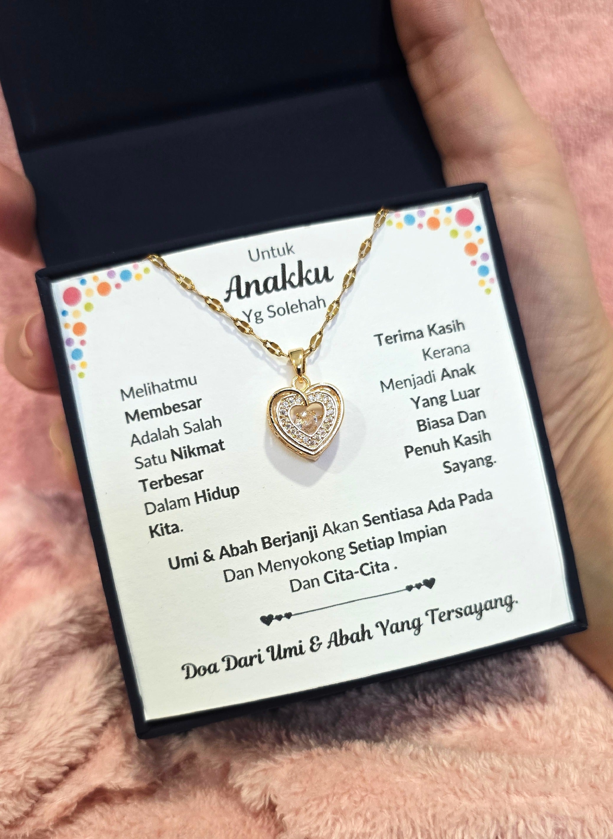 Hadiah Terbaik Untuk Anakku I Sentiasa Ada Padamu I Dari UmiAbah I Gold Heart Necklace