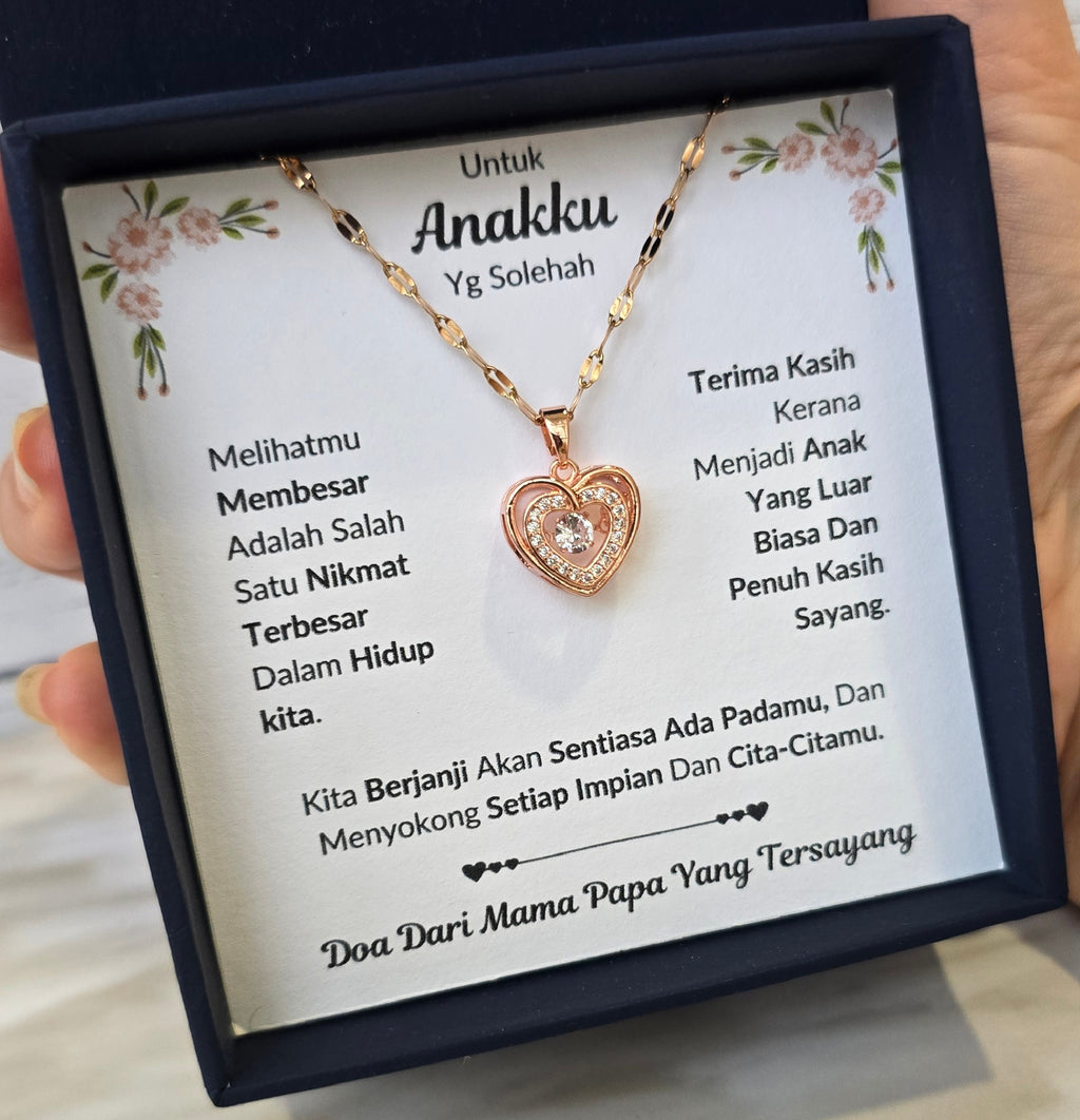 Hadiah Terbaik Untuk Anakku I Sentiasa Ada Padamu I Dari MamaPapa I Rose Heart Necklace
