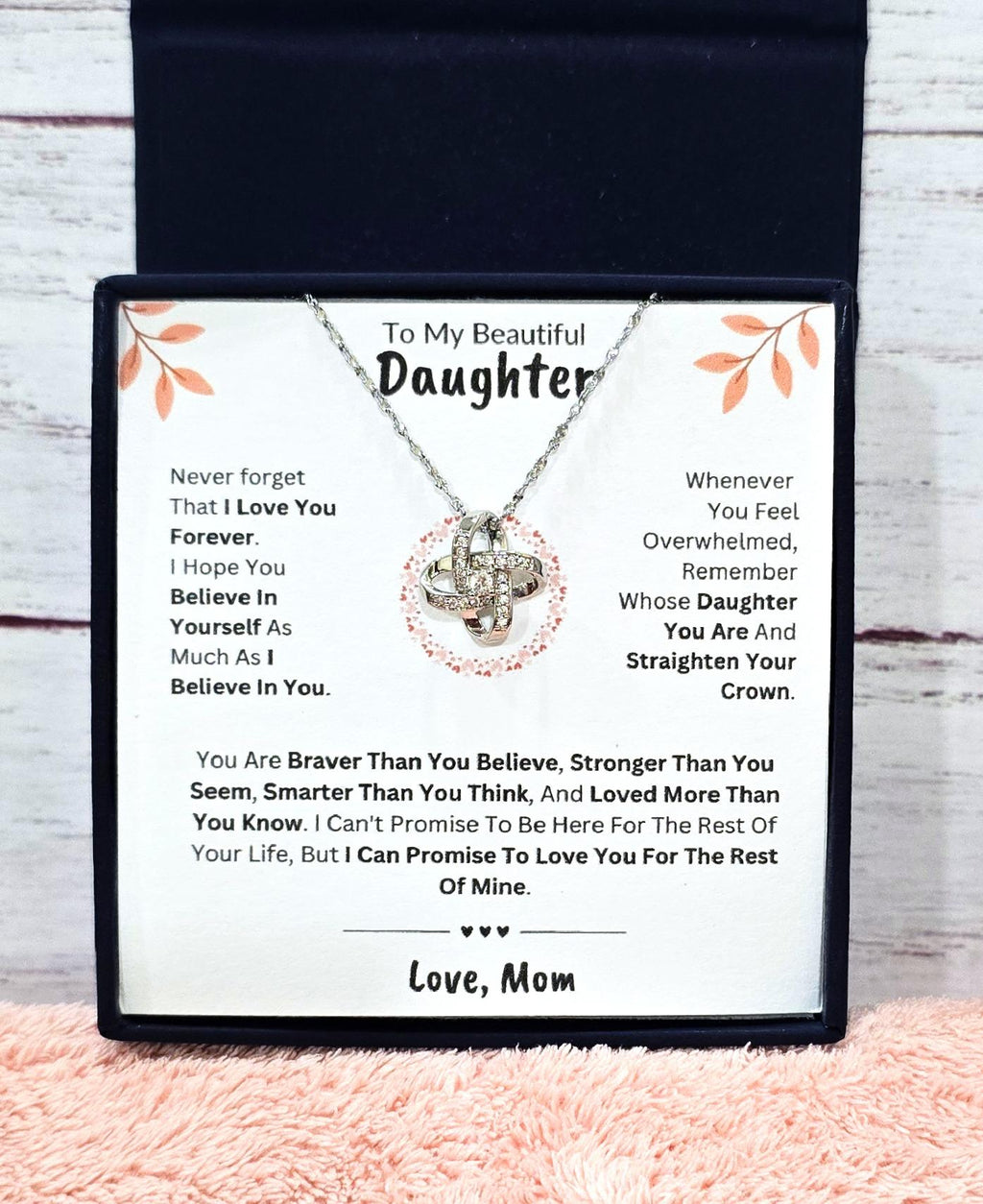 Best Gift To My Daughter I Love You Forever I From Mom I Love Knot Necklace