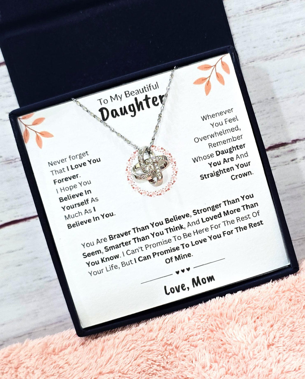 Best Gift To My Daughter I Love You Forever I From Mom I Love Knot Necklace