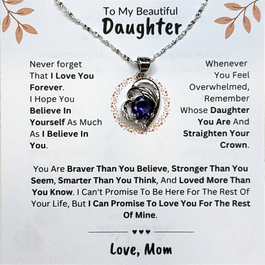 Best Gift To My Daughter I Love You Forever I From Mom I Purple Love Necklace