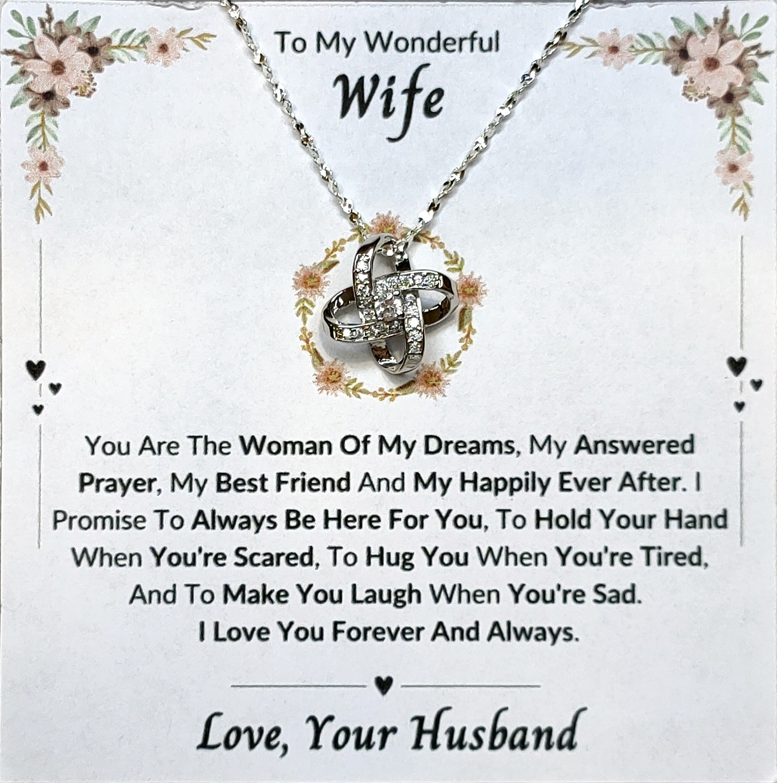 Best Gift To My Wife I Woman Of My Dreams I Love Knot Necklace