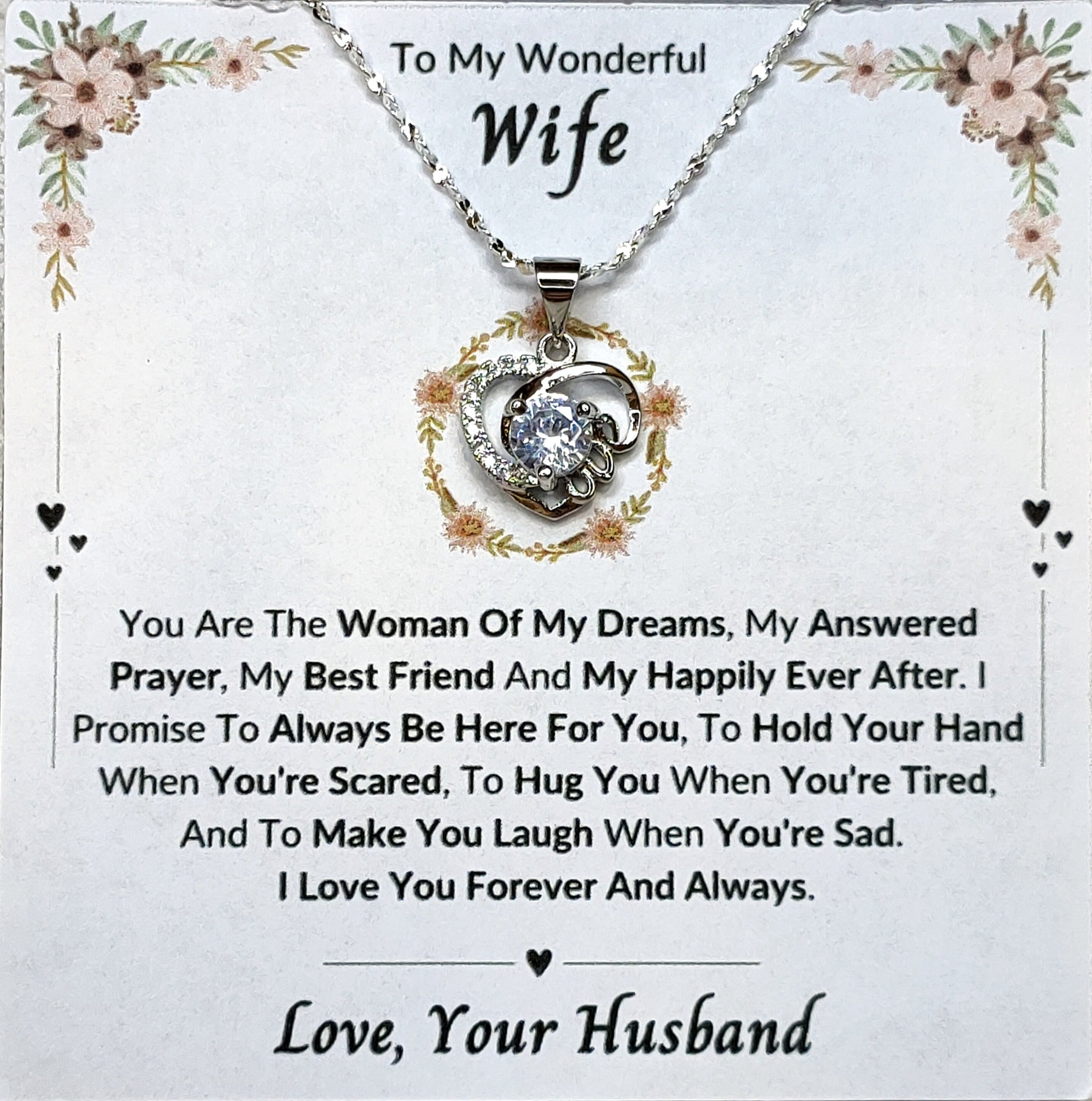 Best Gift To My Wife I Woman Of My Dreams I Love Heart Necklace