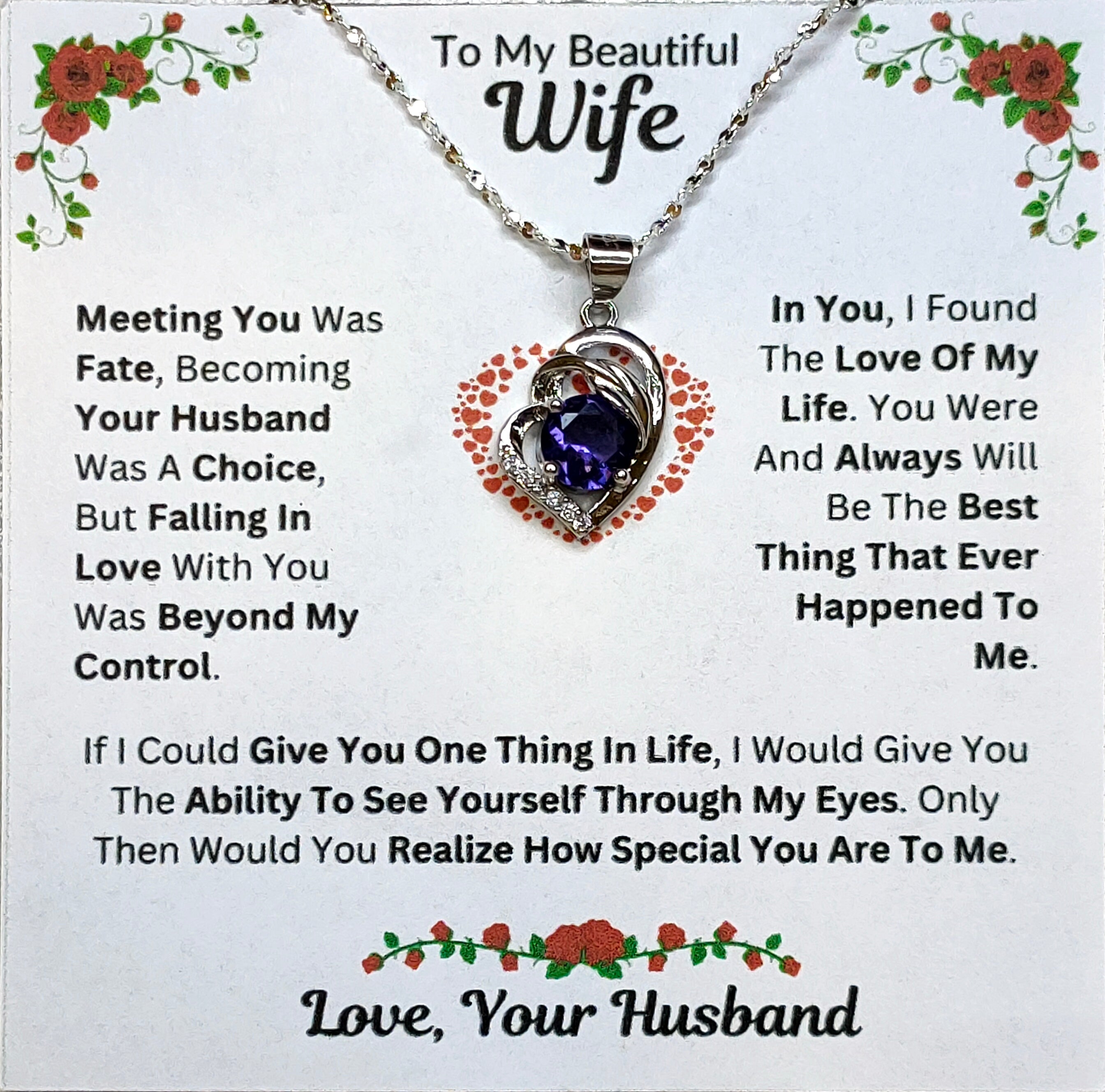 Best Gift To My Wife I Meeting You Was Fate I Purple Love Necklace