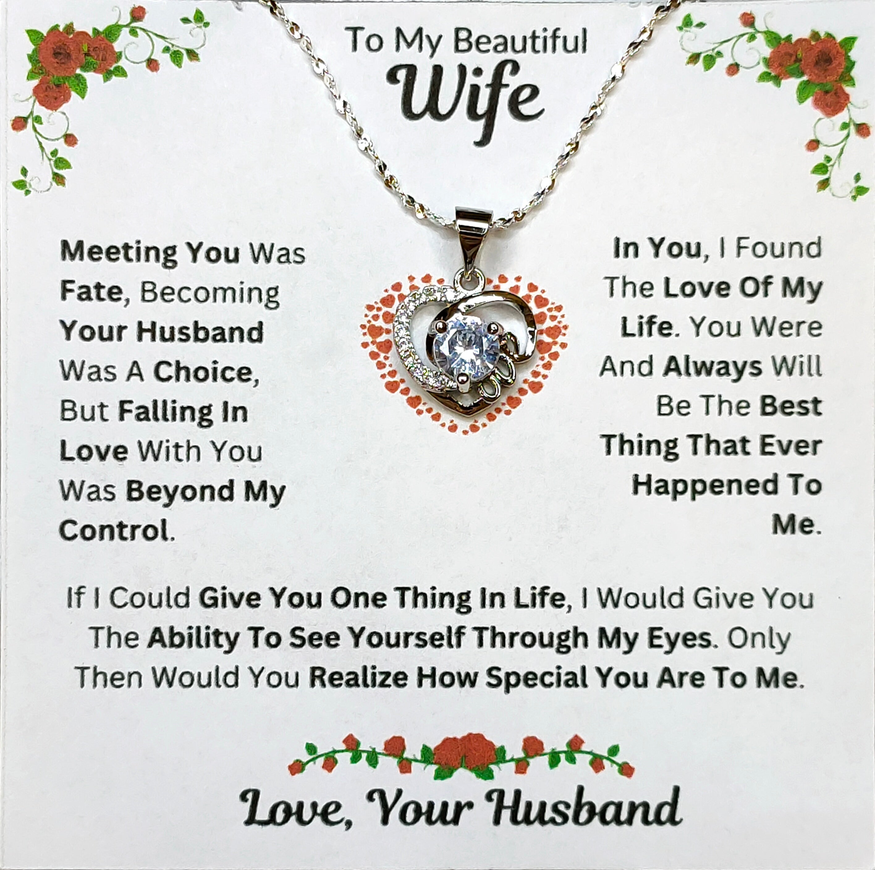 Best Gift To My Wife I Meeting You Was Fate I Love Heart Necklace