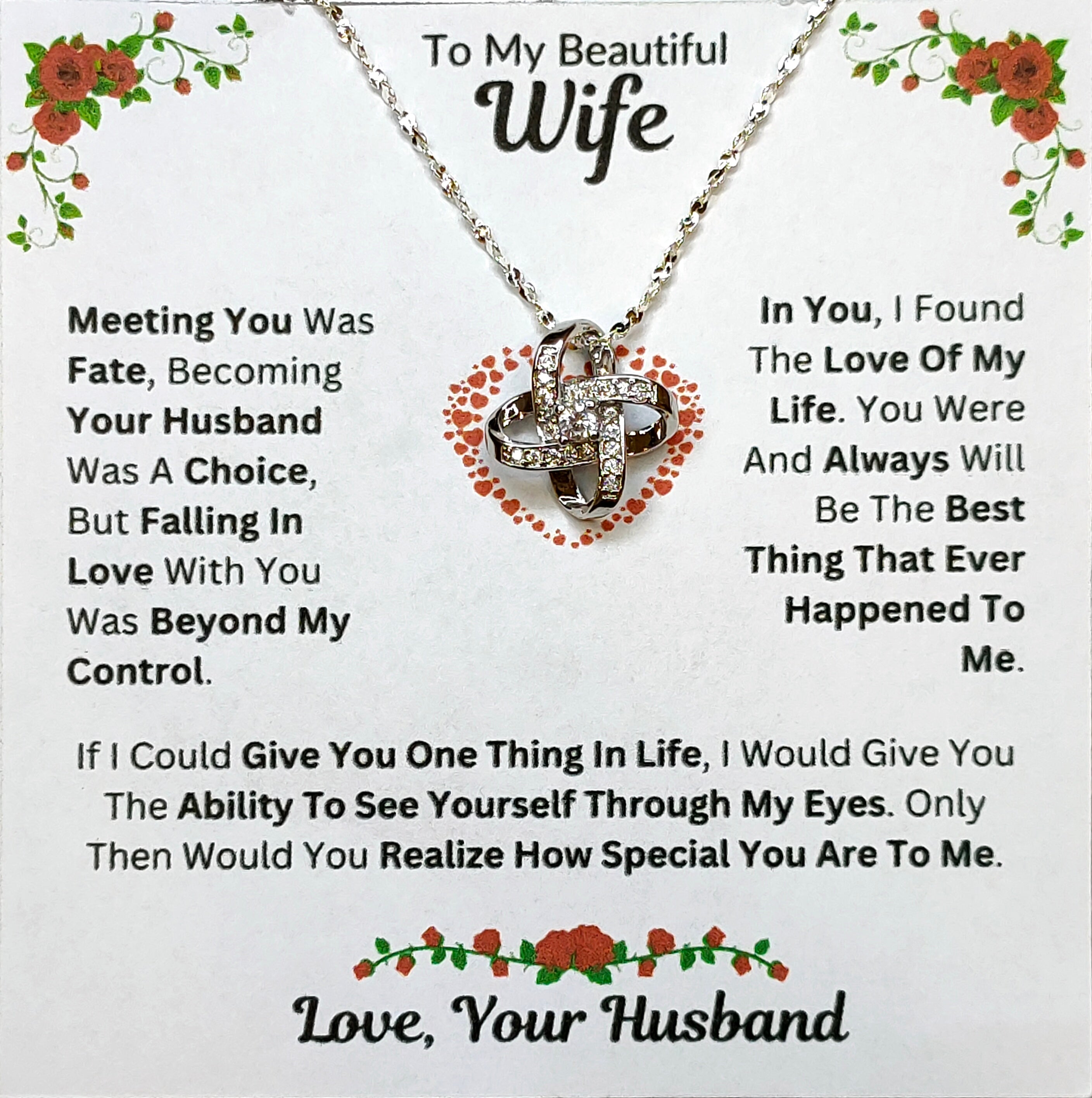 Best Gift To My Wife I Meeting You Was Fate I Love Knot Necklace