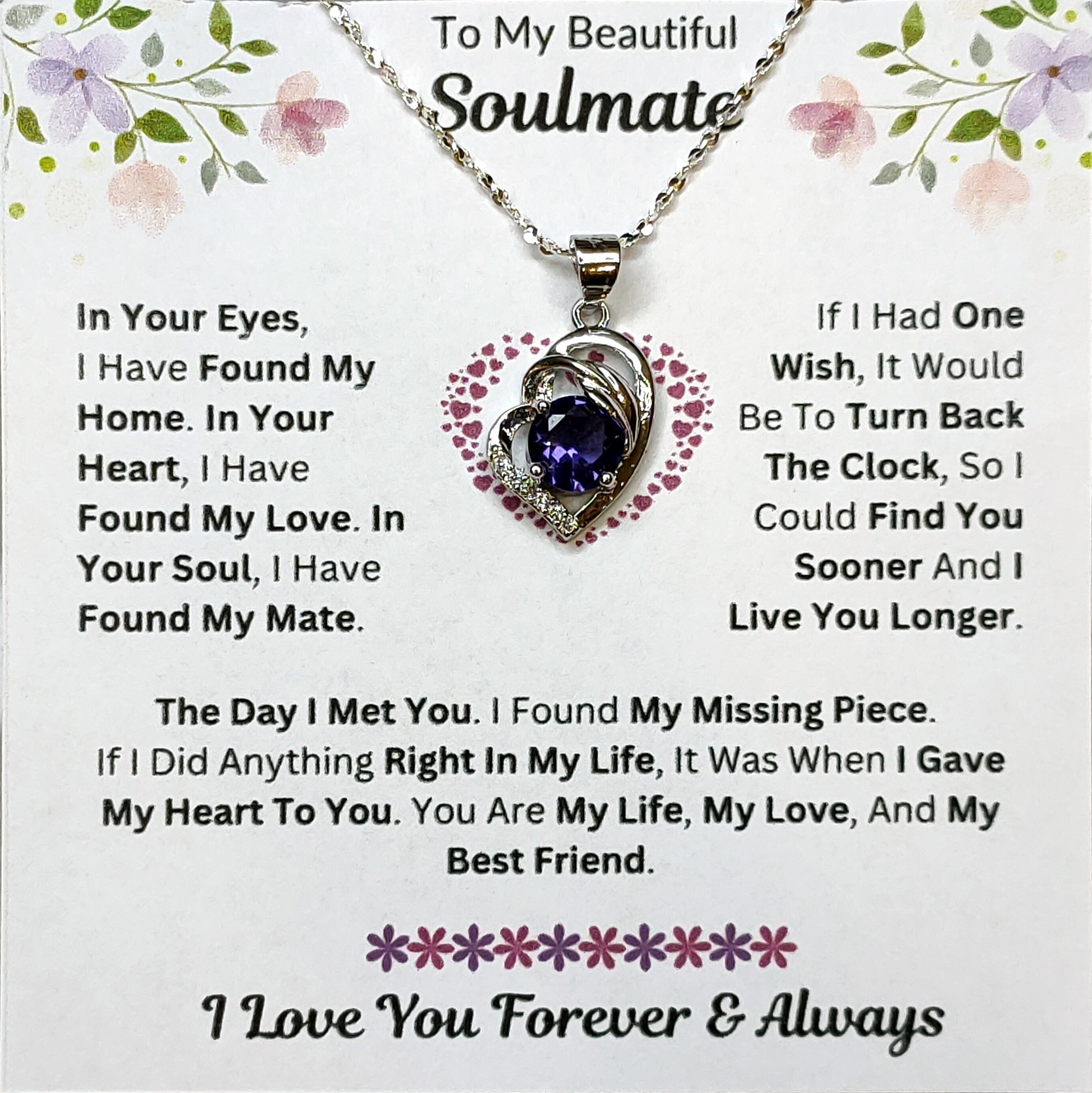 Best Gift To My Soulmate I Found My Missing Piece I Purple Love Necklace