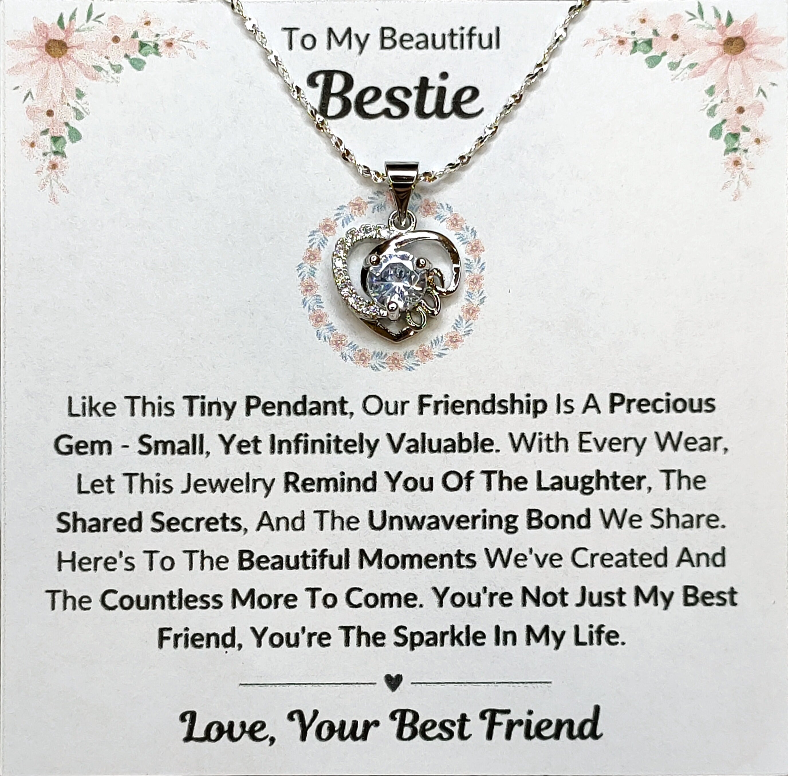 Best Gift To My Bestie I Not Just Best Friend I Love Heart Necklace