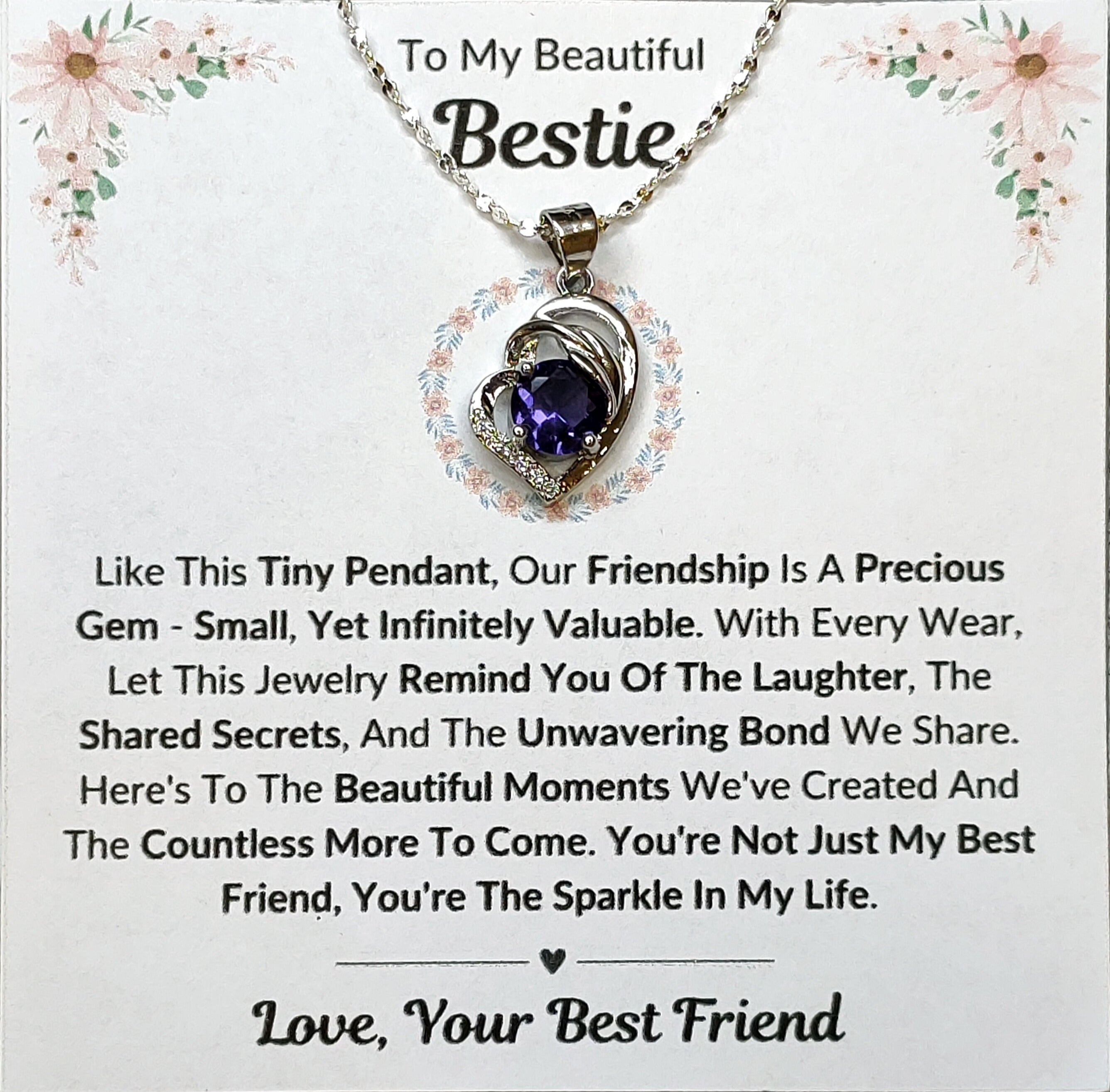 Best Gift To My Bestie I Not Just Best Friend I Purple Love Necklace