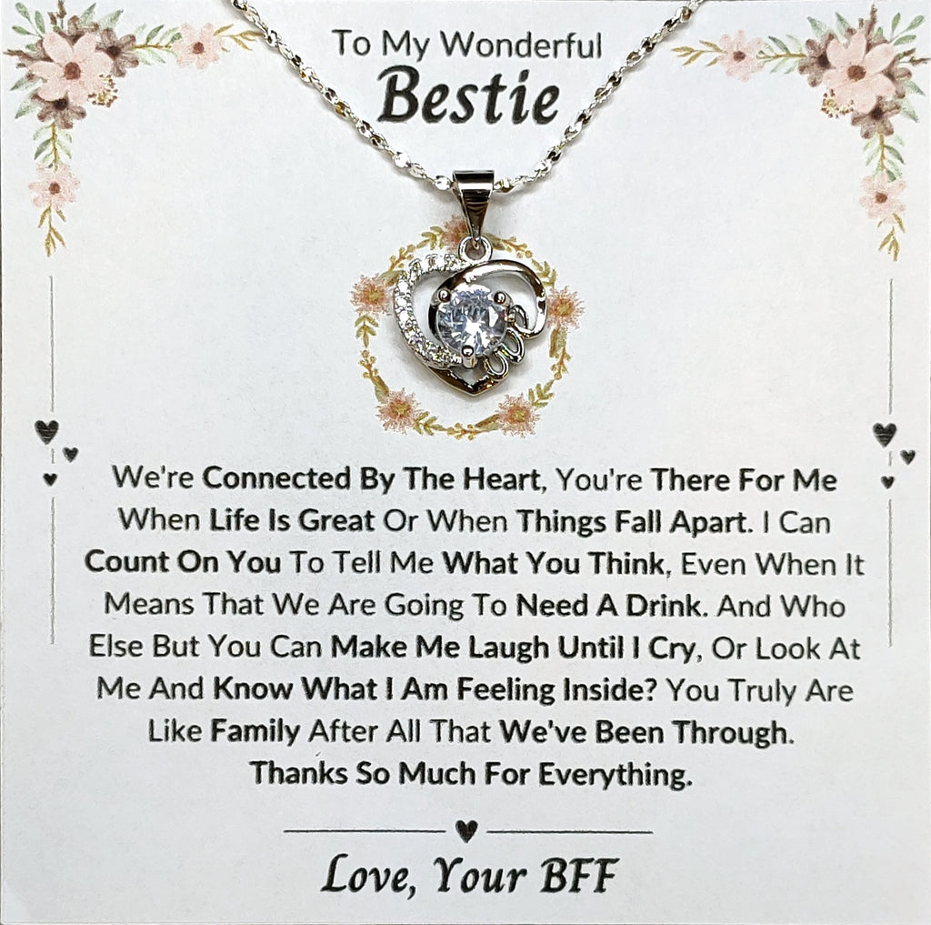 Best Gift To My Bestie I Connected By Heart I Love Heart Necklace