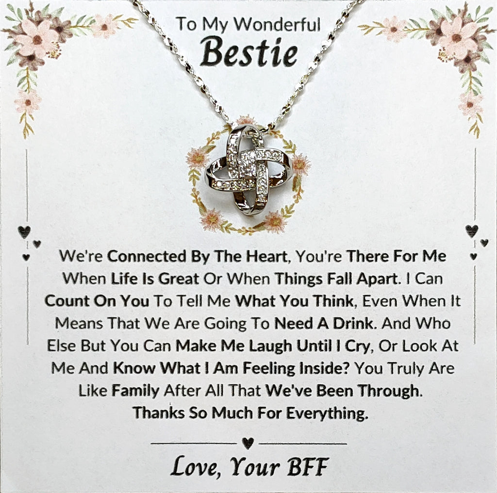 Best Gift To My Bestie I Connected By Heart  I Love Knot Necklace