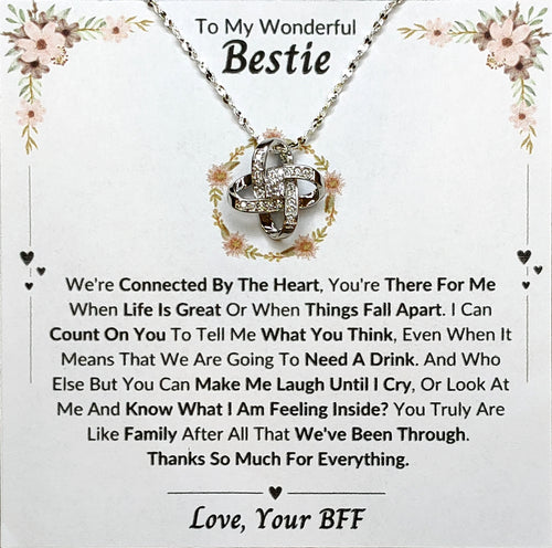 Best Gift To My Bestie I Connected By Heart  I Love Knot Necklace