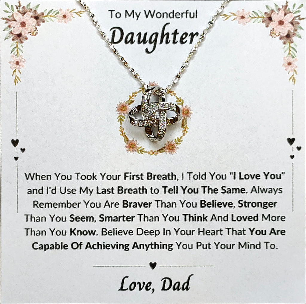 Best Gift To My Daughter I Always Love You I From Dad I Love Knot Necklace