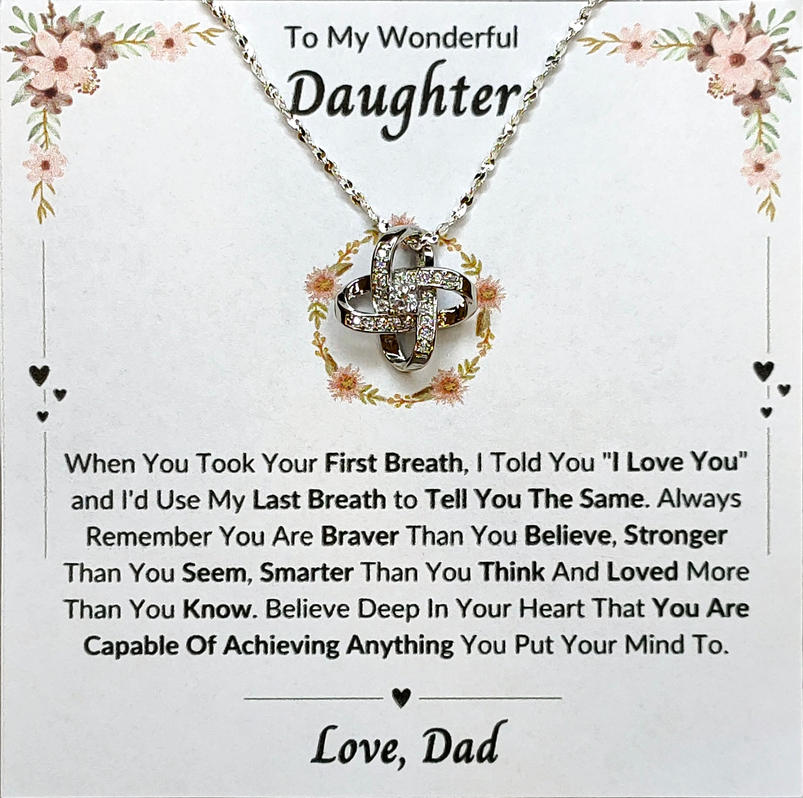 Best Gift To My Daughter I Always Love You I From Dad I Love Knot Necklace