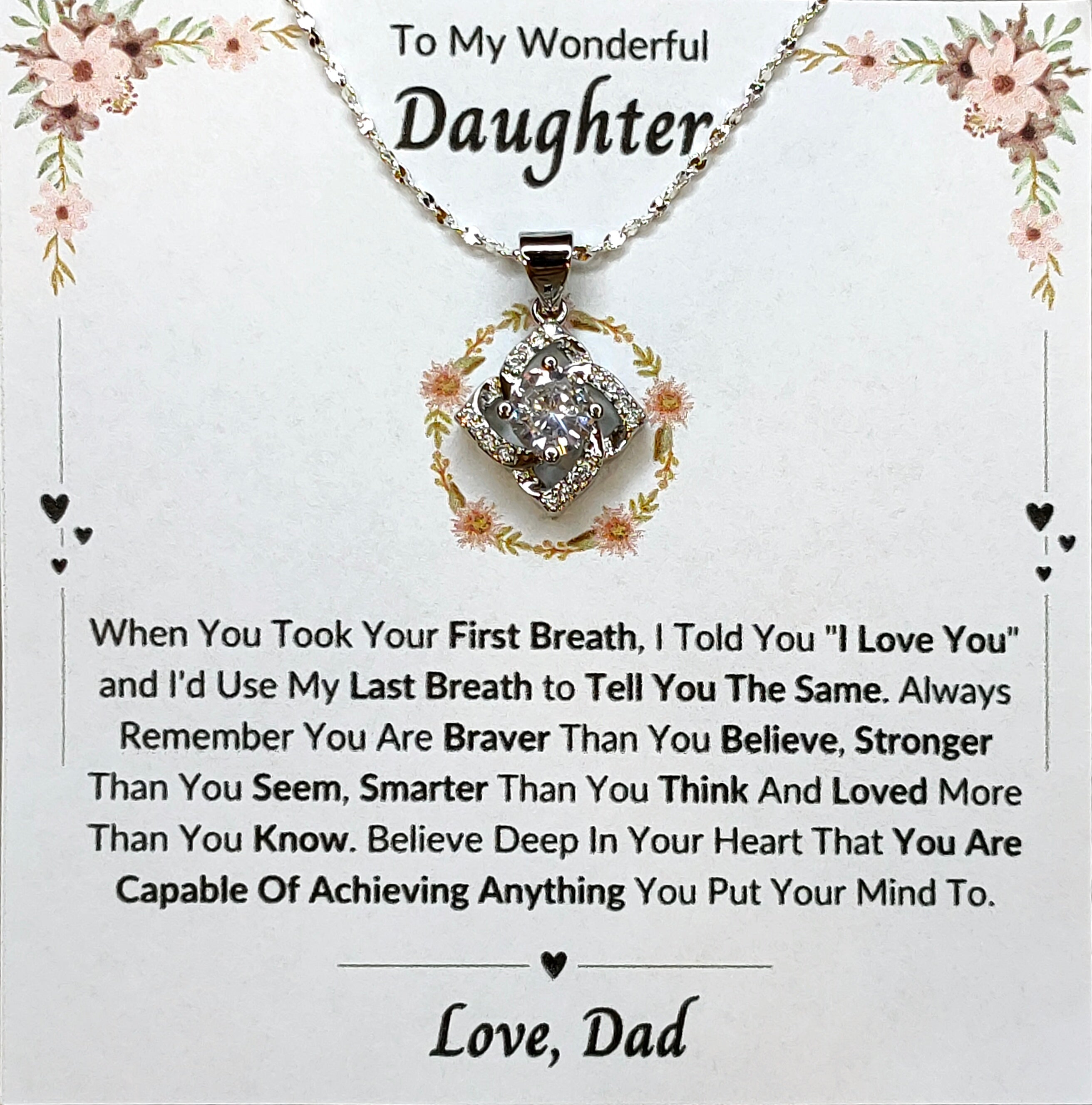 Best Gift To My Daughter I Always Love You I From Dad I Elegant Love Necklace