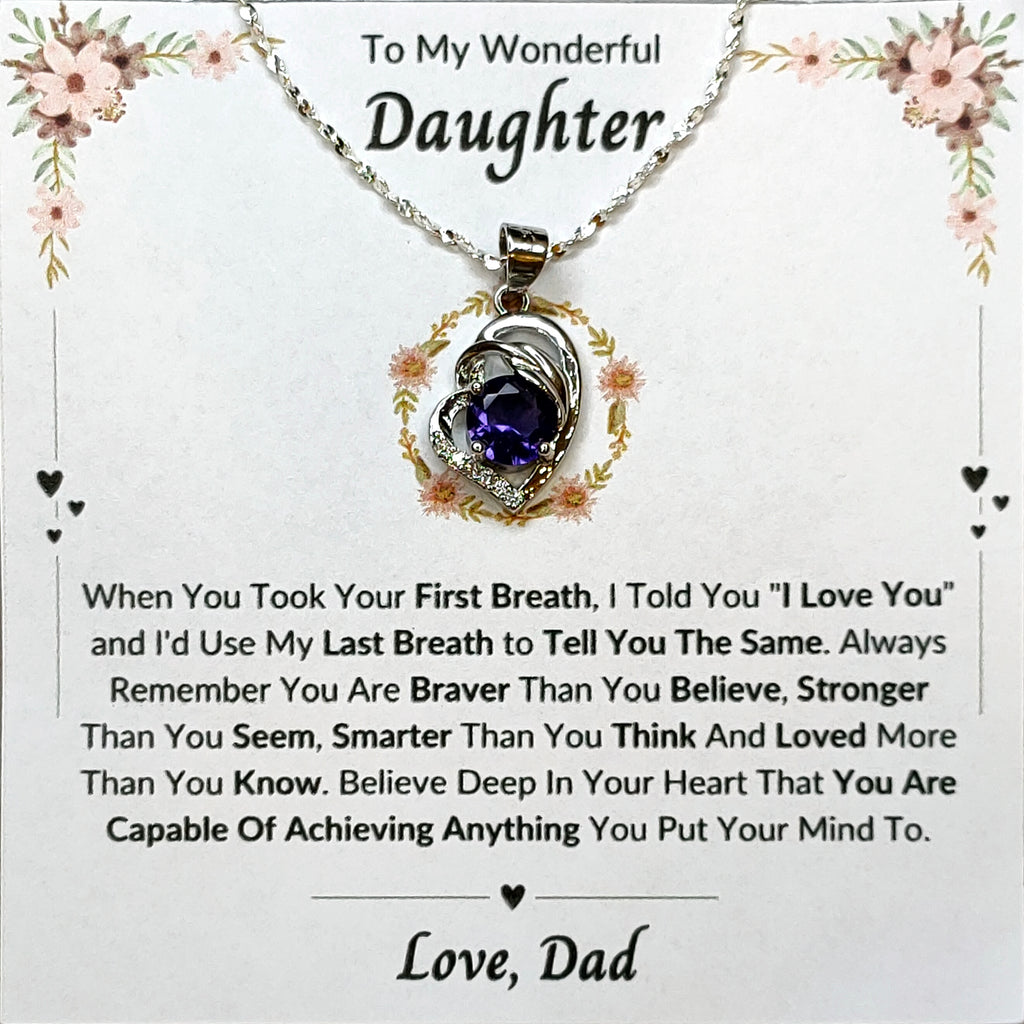Best Gift To My Daughter I Always Love You I From Dad I Purple Love Necklace