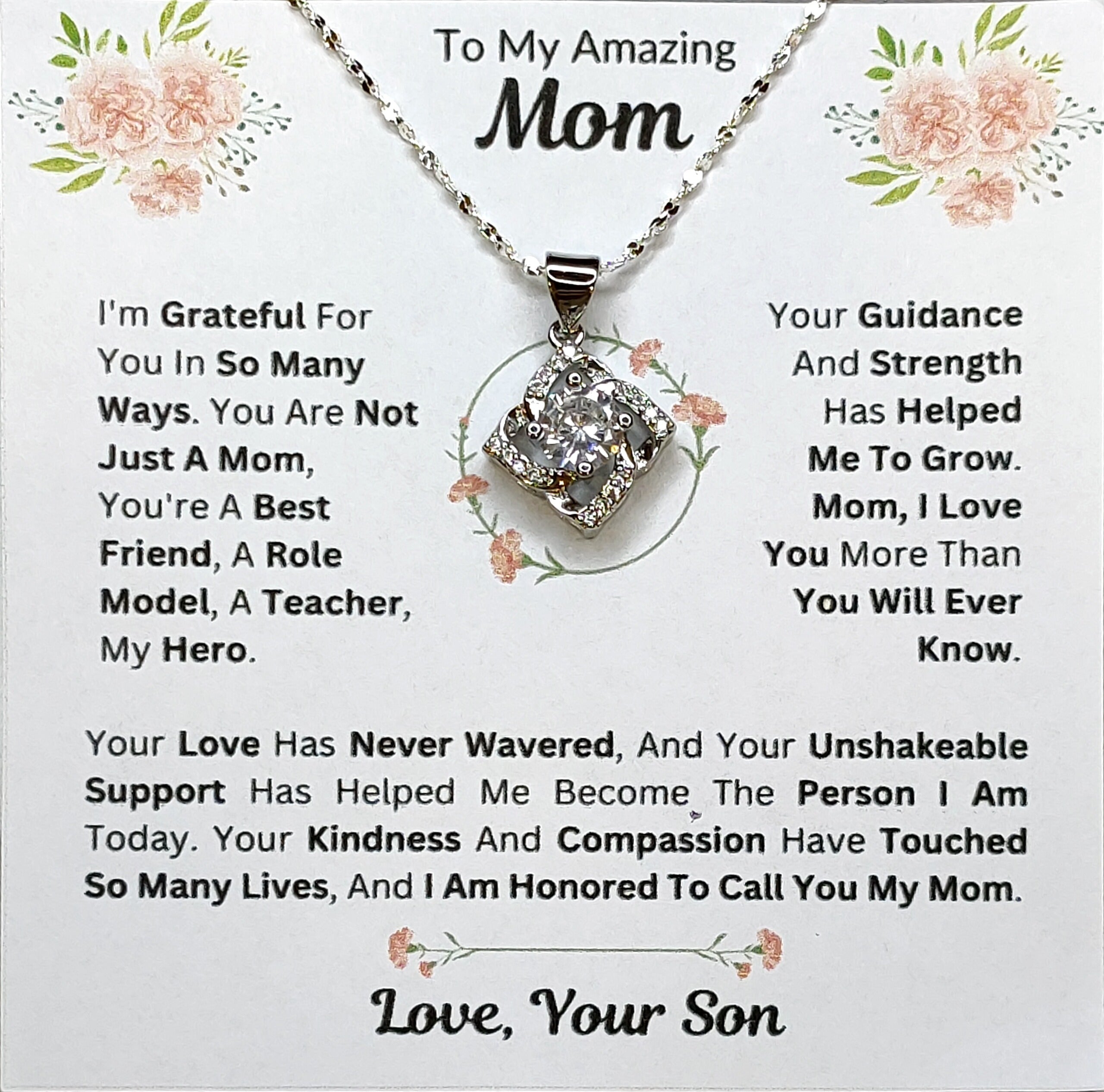 Best Gift To My Mom I Not Just A Mom I From Son I Elegant Love Necklace