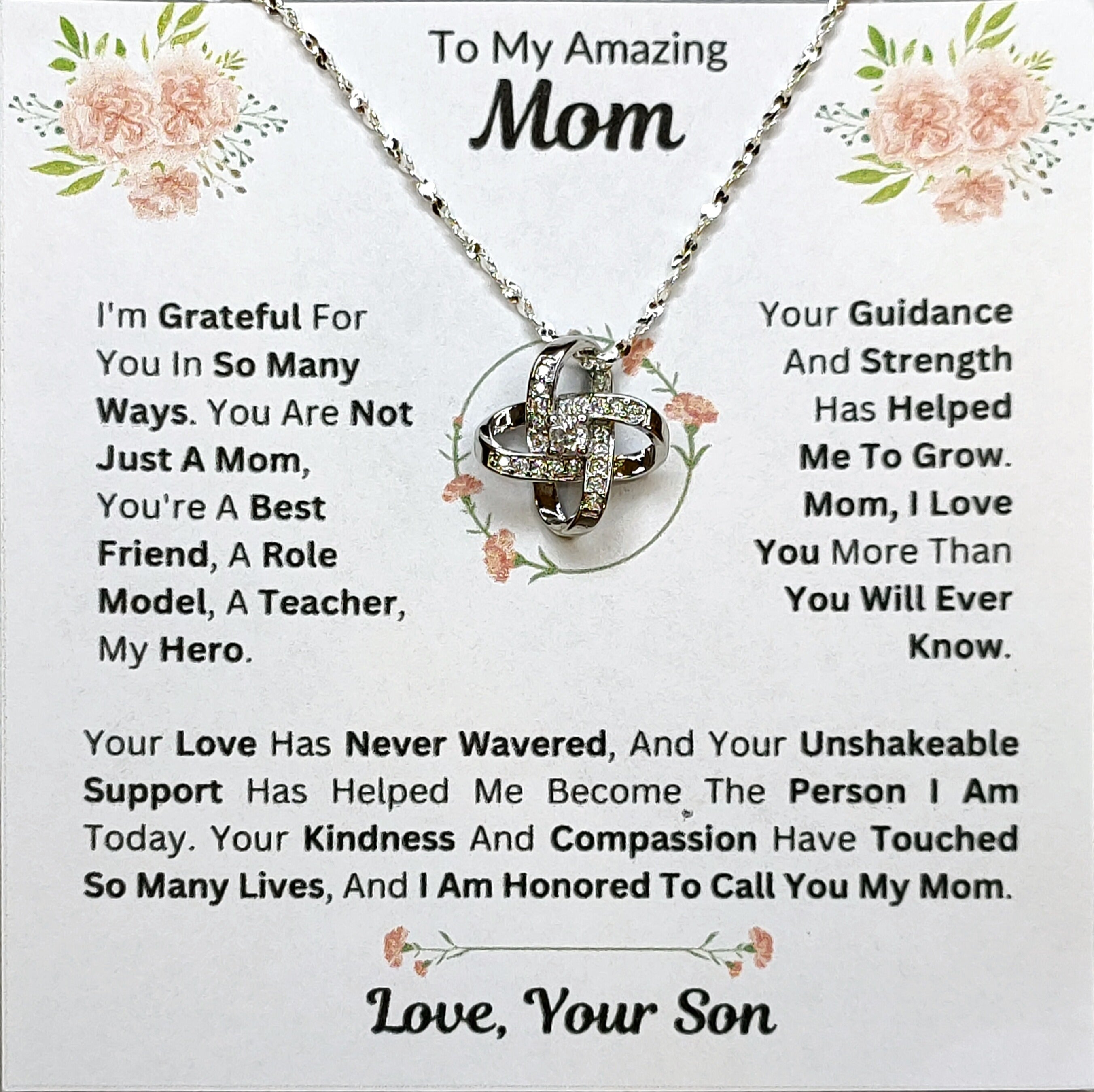 Best Gift To My Mom I Not Just A Mom I From Son I Love Knot Necklace