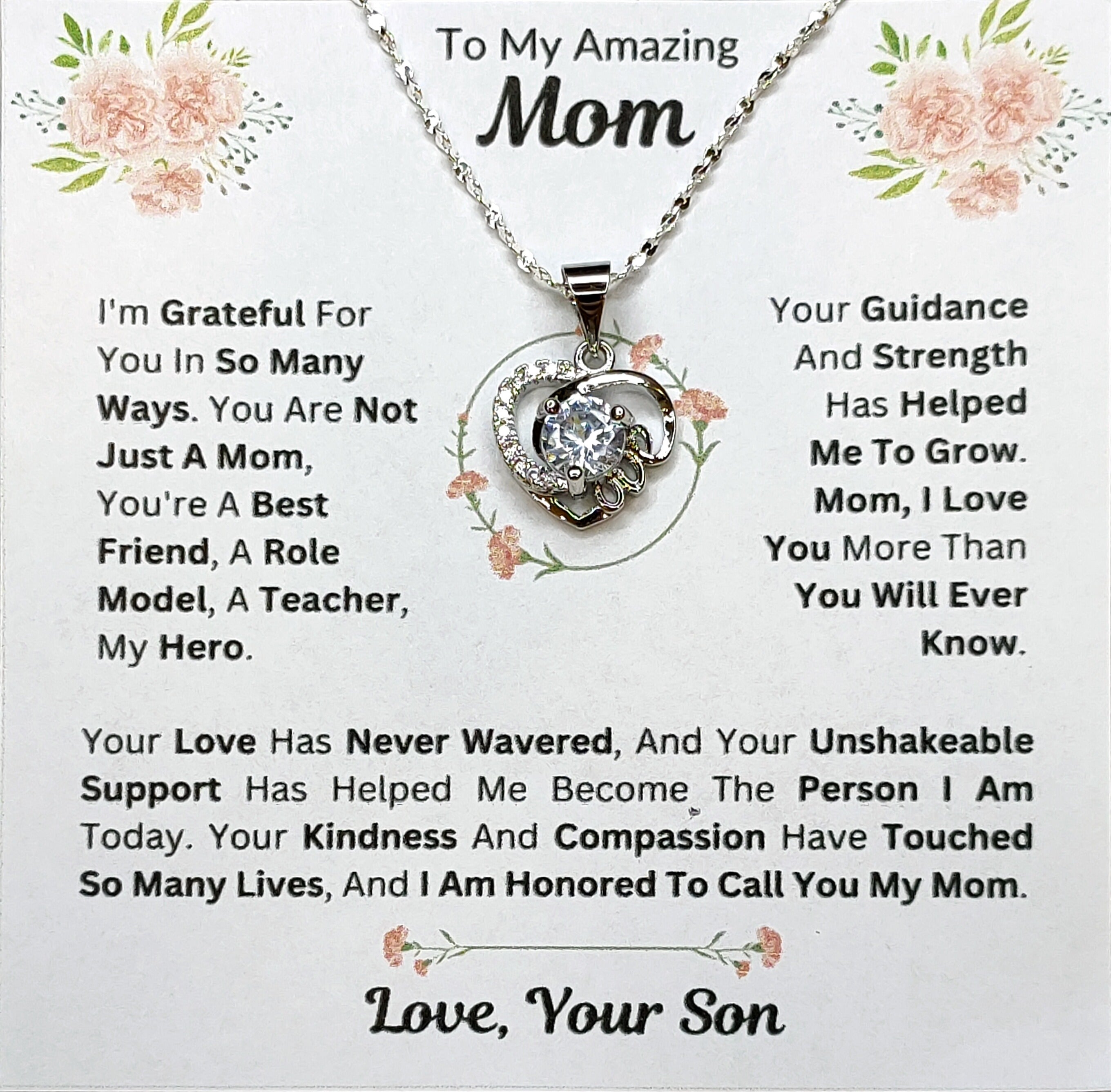 Best Gift To My Mom I Not Just A Mom I From Son I Love Heart Necklace