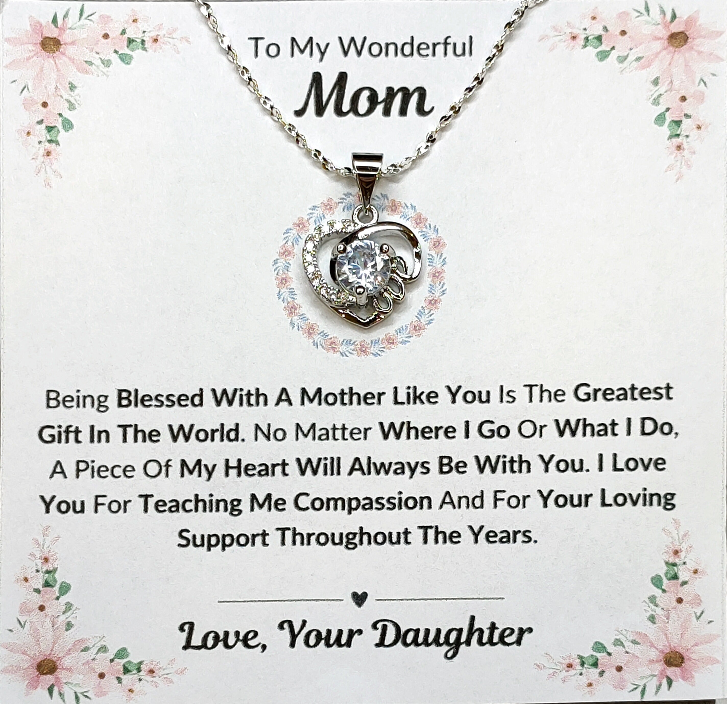 Best Gift To My Mom I Greatest Gift In The World I From Daughter I Love Heart Necklace