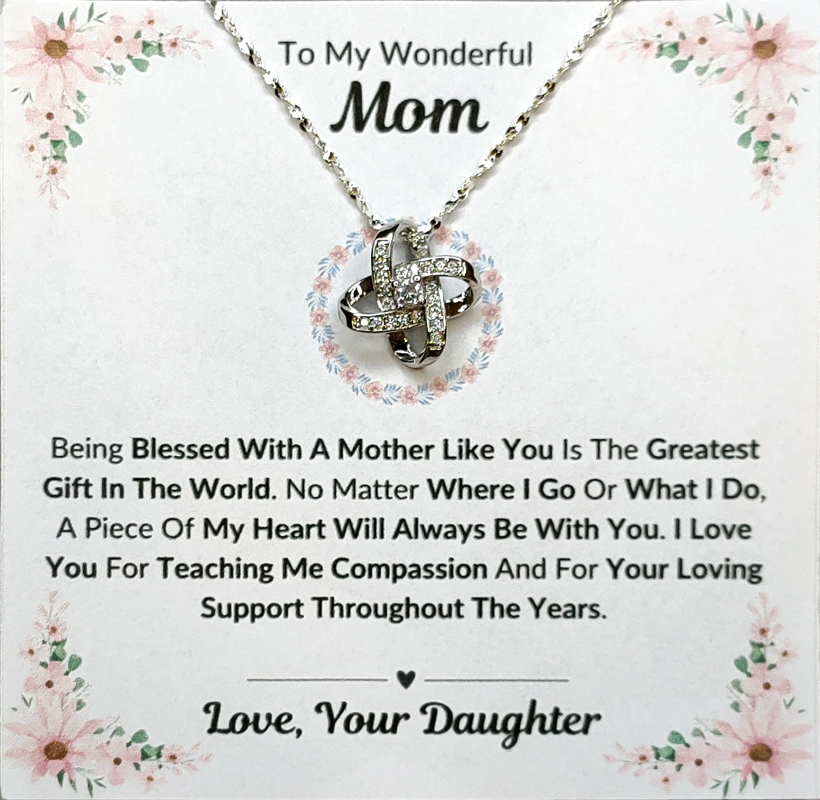 Best Gift To My Mom I Greatest Gift In The World I From Daughter I Love Knot Necklace