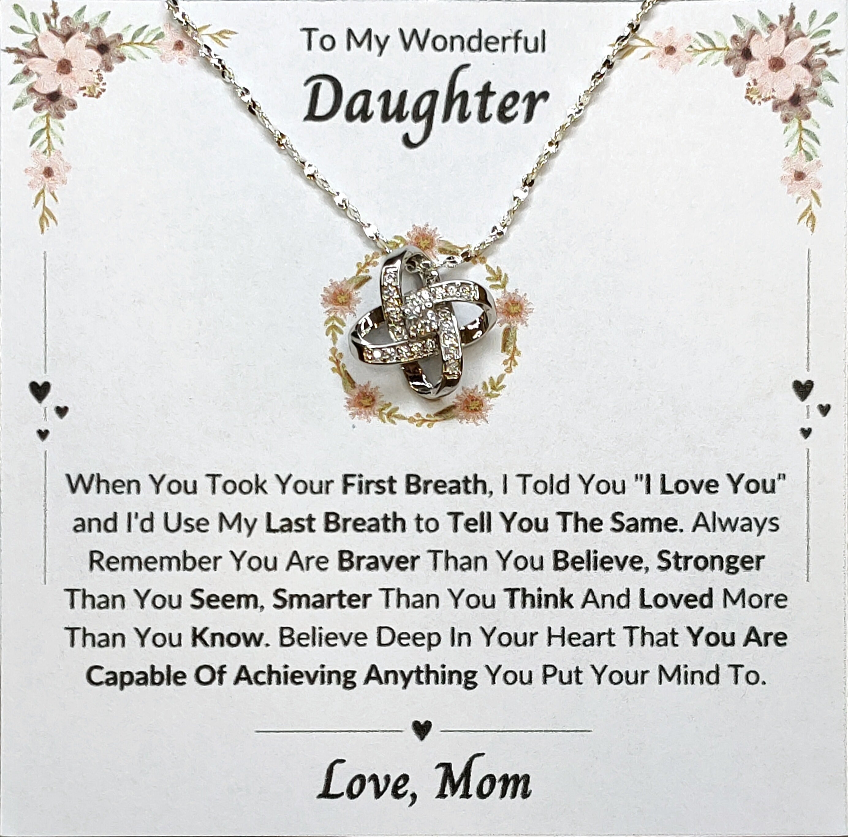 Best Gift To My Daughter I Always Love You I From Mom I Love Knot Necklace