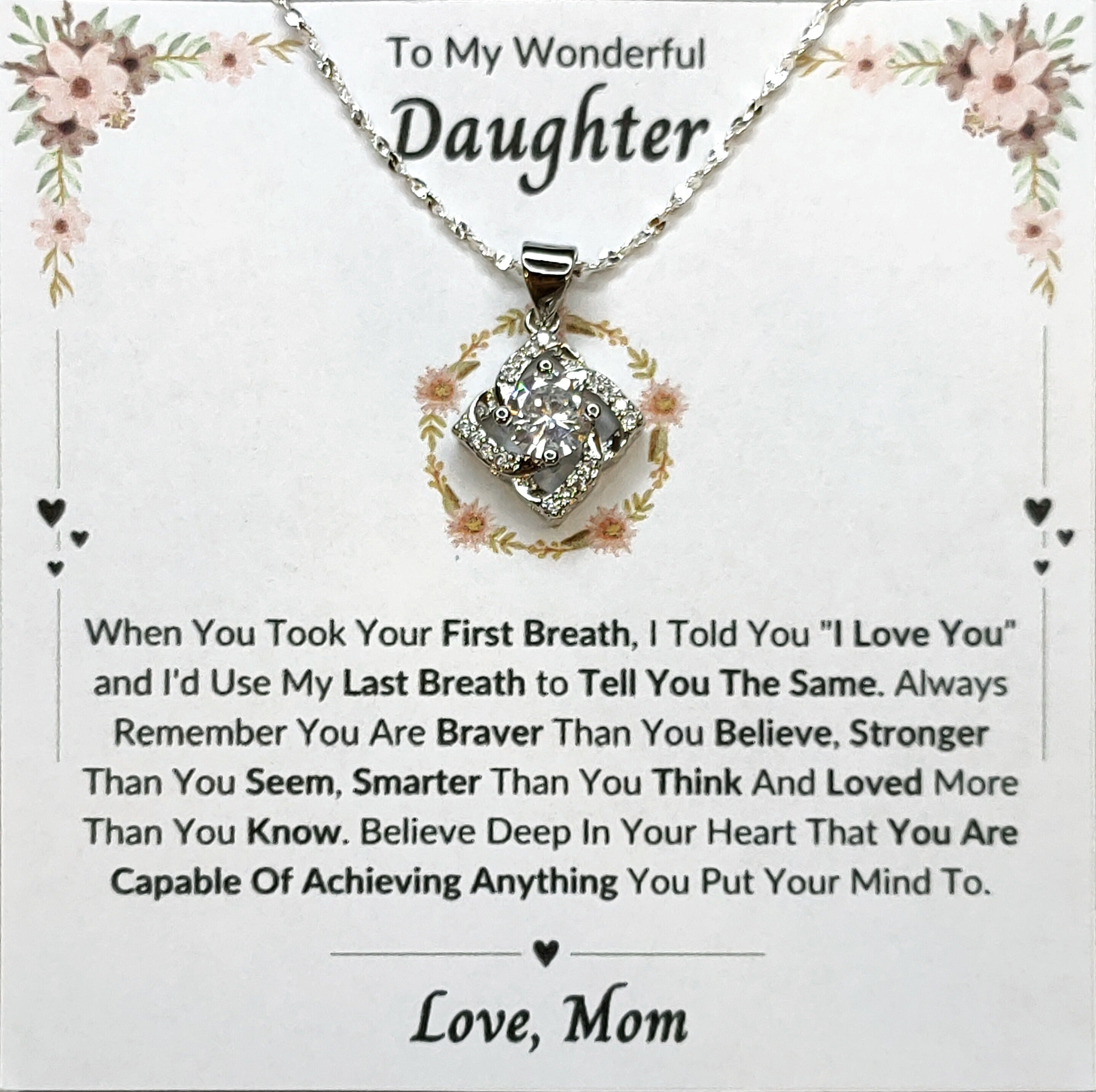 Best Gift To My Daughter I Always Love You I From Mom I Elegant Love Necklace