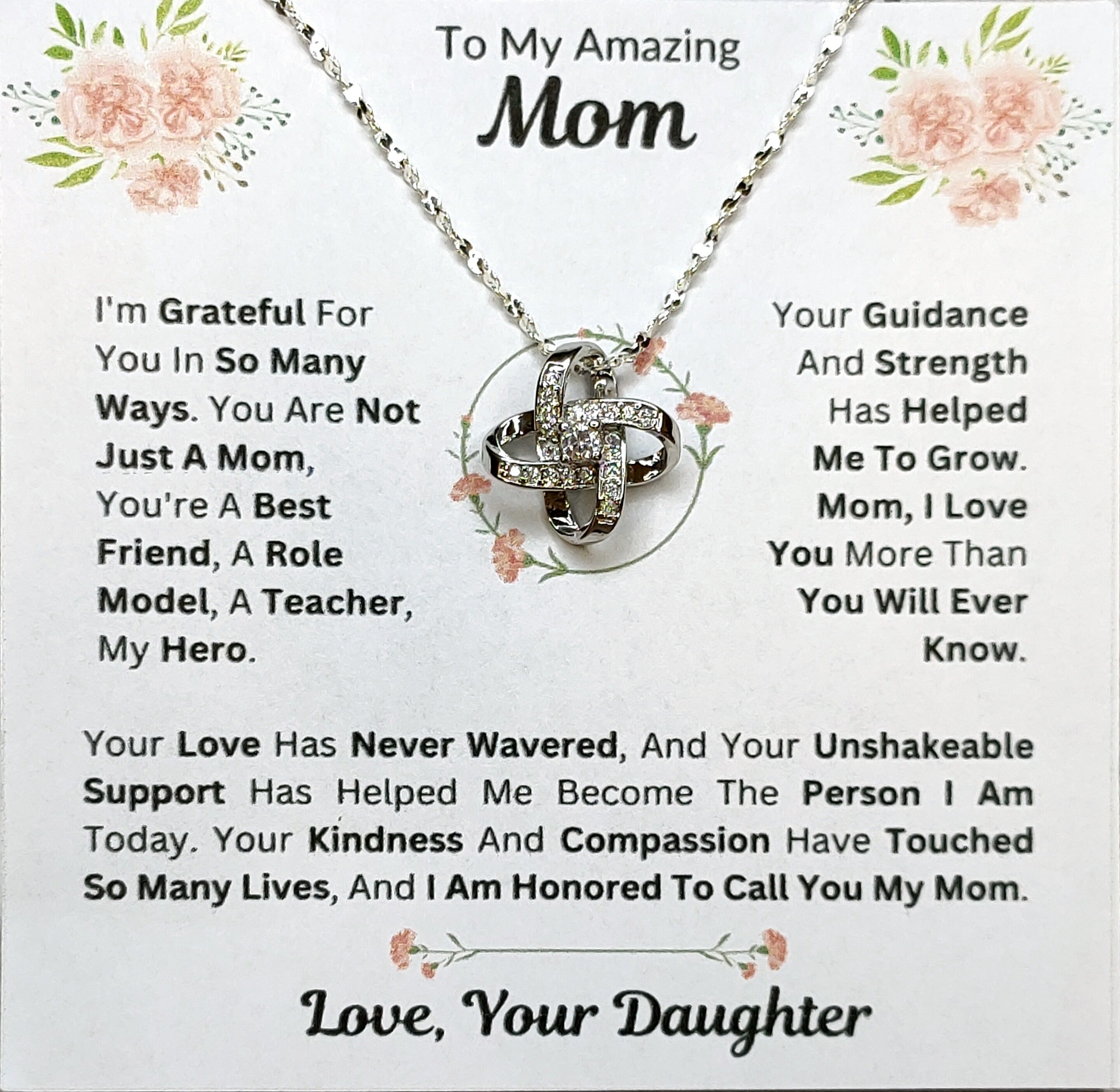 Best Gift To My Mom I Not Just A Mom I From Daughter I Love Knot Necklace