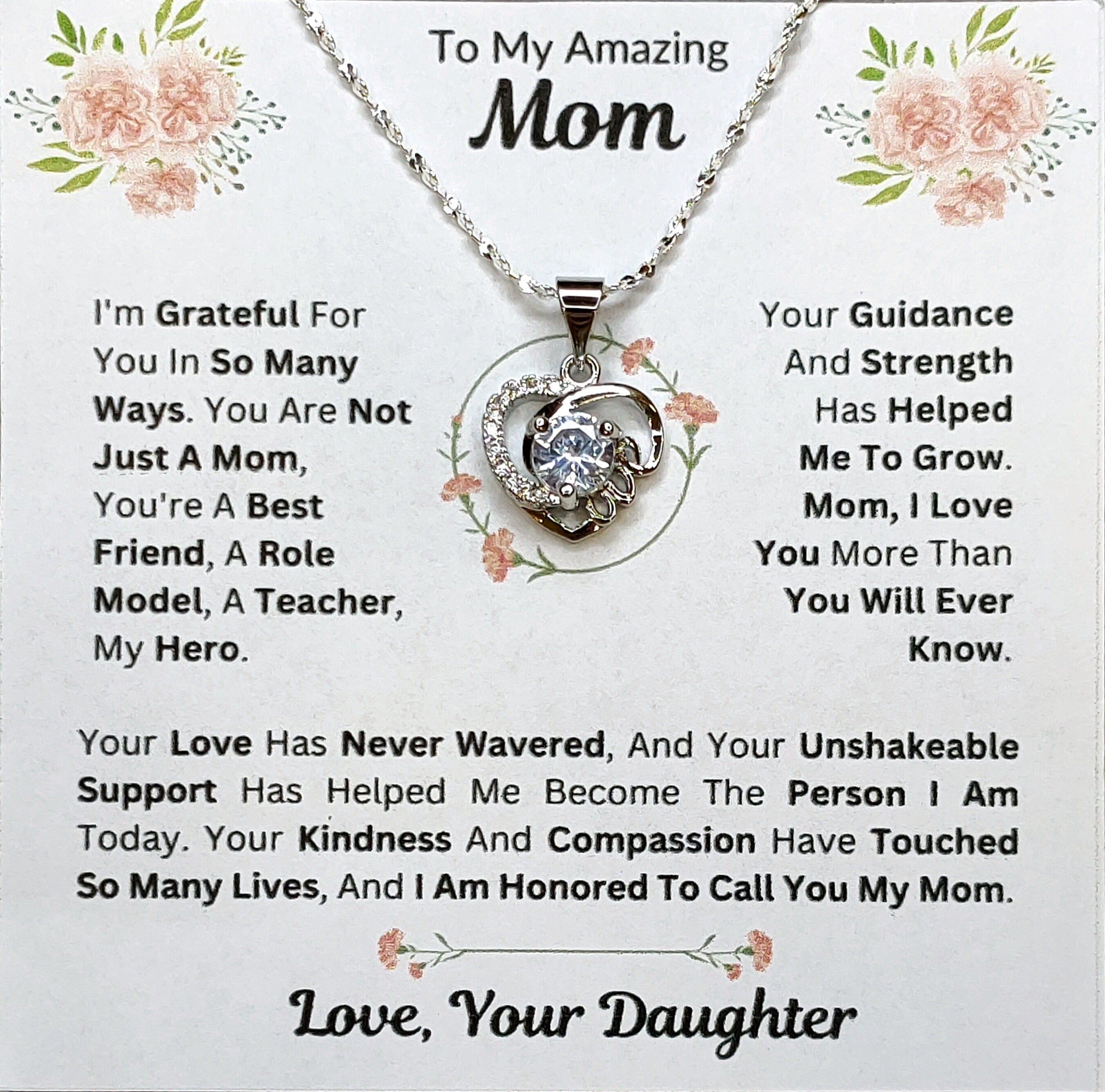Best Gift To My Mom I Not Just A Mom I From Daughter I Love Heart Necklace